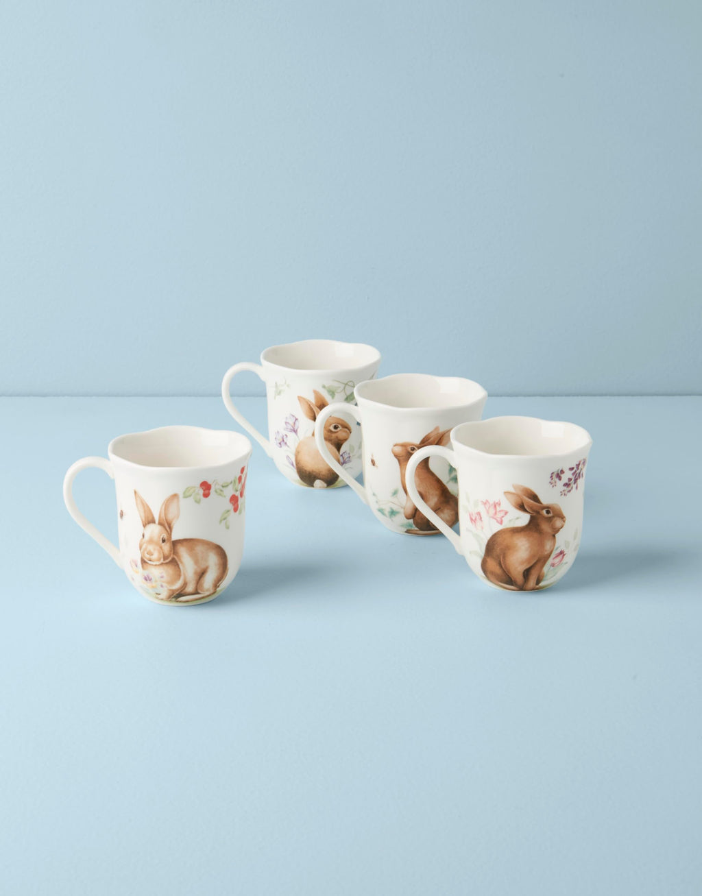 Lenox Dinnerware Set, Butterfly Meadow Bunny 16-Piece Set, Service For 4, Dishwasher Safe, Microwave Safe, Made Of Porcelain, Bowls And Mugs, Plates And Bowls, Easter Dish (Assorted, 16 Pieces)