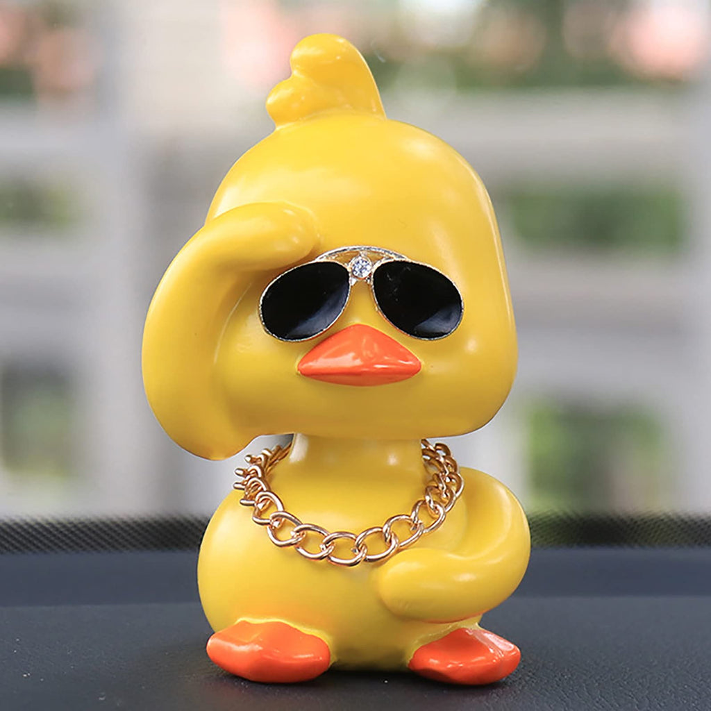 wonuu Cute Yellow Duck Car Ornaments Cool Duck Car Dashboard Decorations Shaking Head Doll