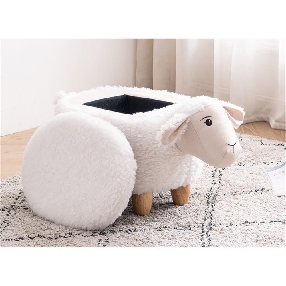 Home 2 Office Cow Ottoman for Kids' Bedroom, Playroom, Nursery, and Living Room, Animal Ottoman with Storage, Footstool for Kids, Black/White