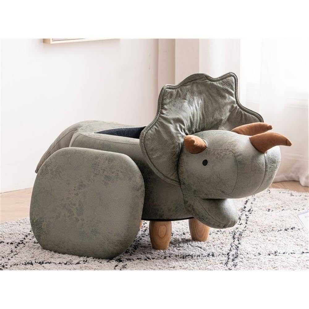 Home 2 Office Cow Ottoman for Kids' Bedroom, Playroom, Nursery, and Living Room, Animal Ottoman with Storage, Footstool for Kids, Black/White