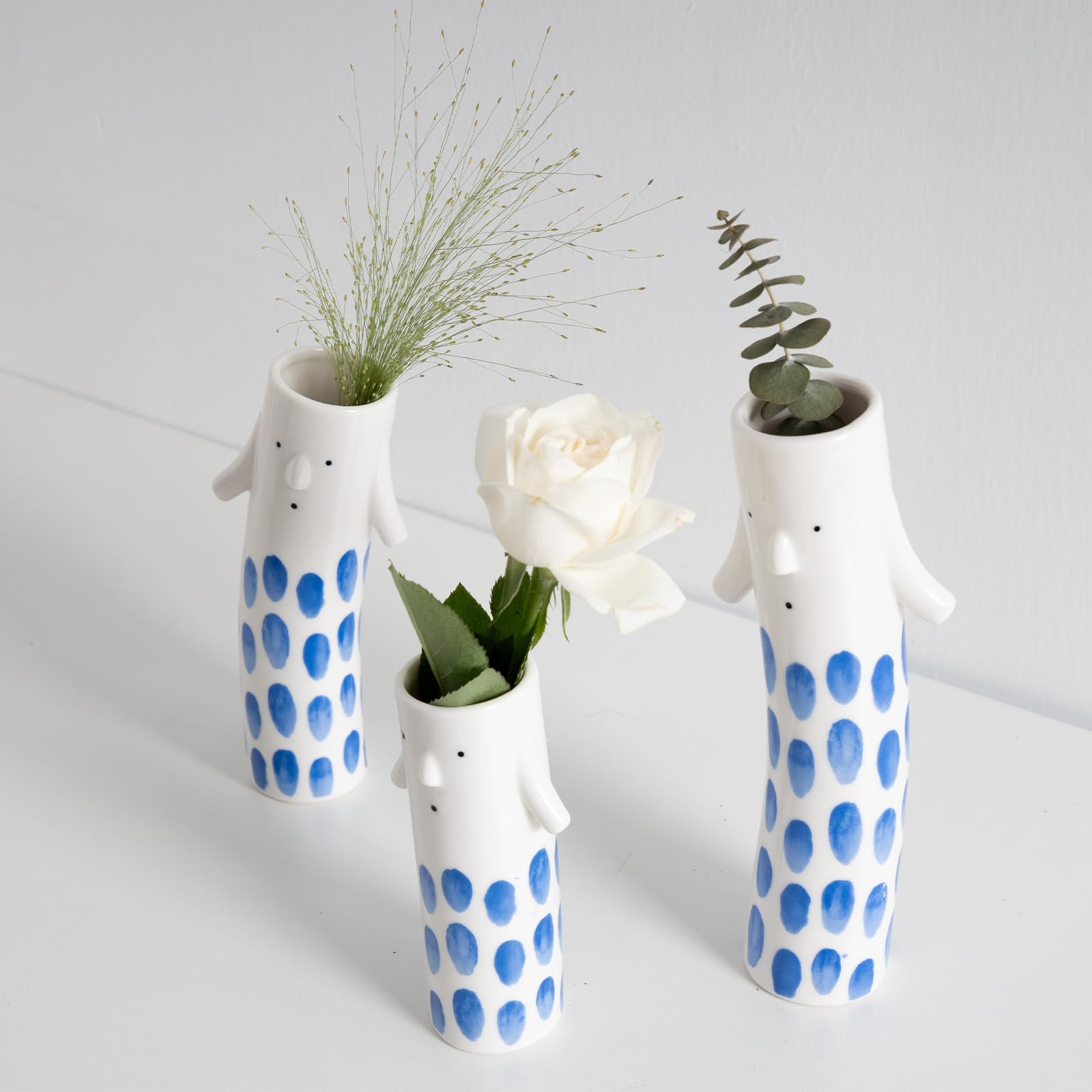 Handcrafted Ceramic White Flower Duck Vase