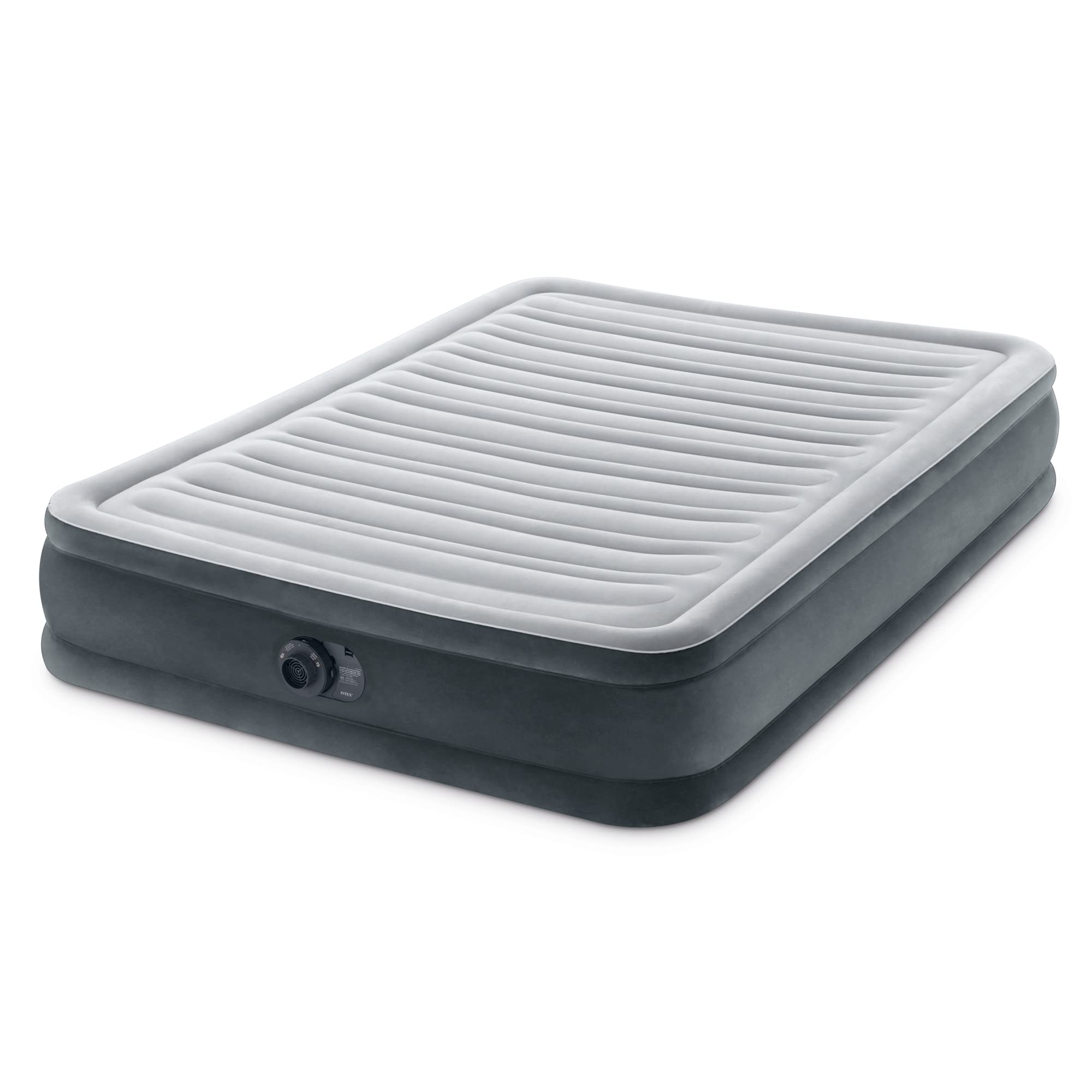 Intex 67765ED Dura-Beam Deluxe Comfort-Plush Mid-Rise Air Mattress : Fiber-Tech – Twin Size – Built-in Electric Pump – 13in Bed Height – 300lb Weight Capacity