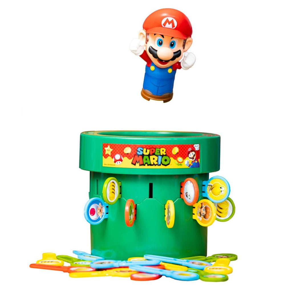 TOMY Pop Up Super Mario Game - Activities for Indoor Recess or Family Game Night - Officially Licensed Super Mario Toys for Kids - Easter Basket Stuffers - 2-4 Players - Ages 4 Years and Up