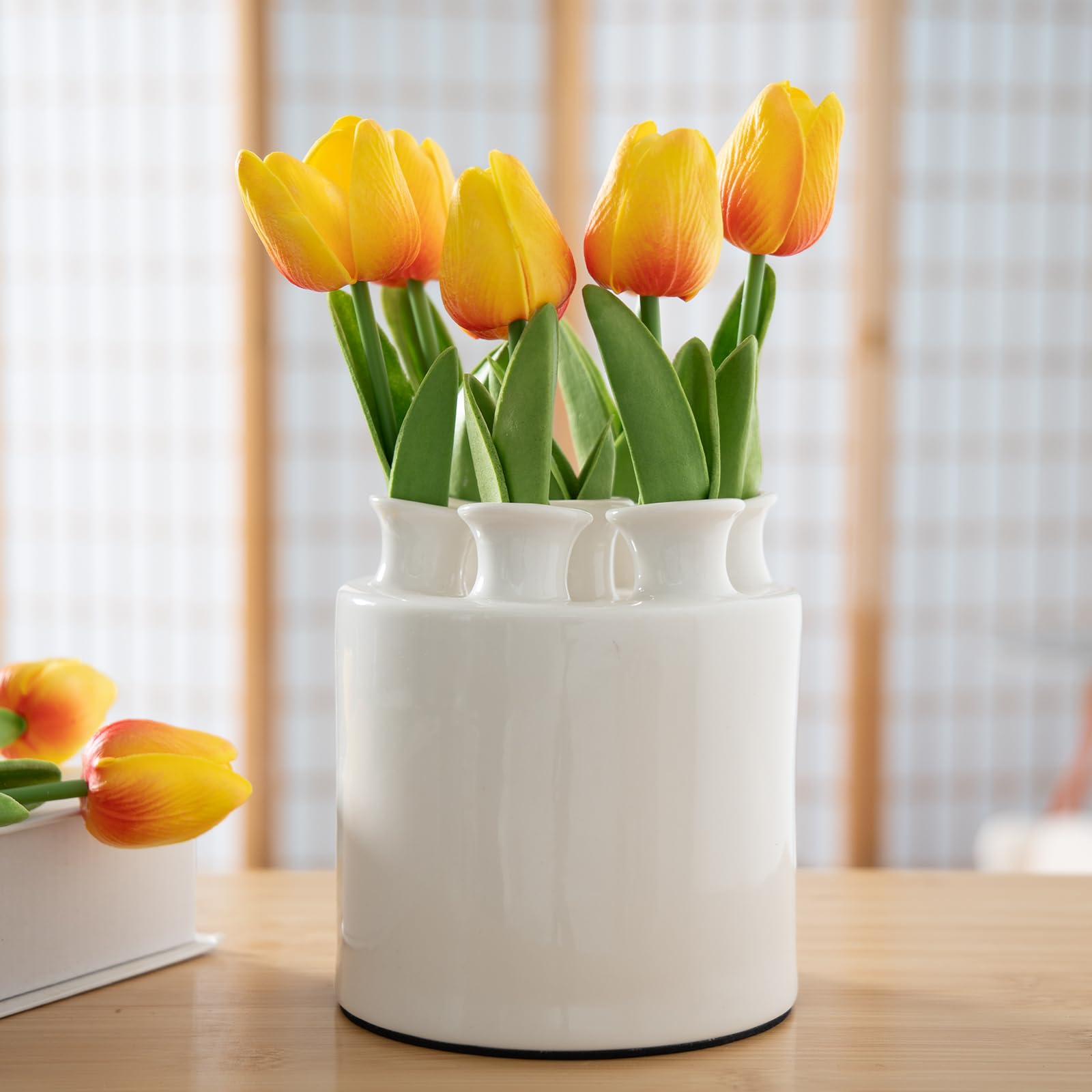 Handcrafted Ceramic White Flower Duck Vase