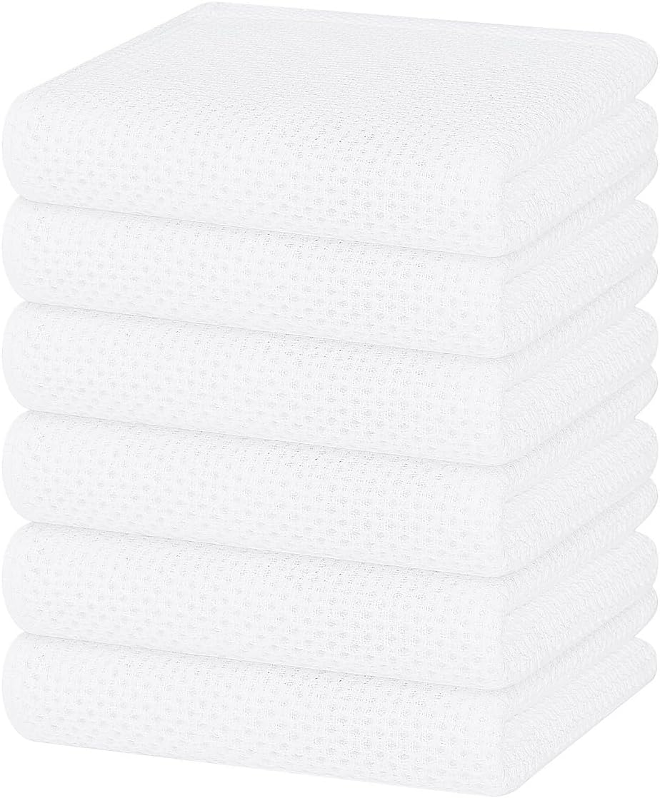 Homaxy 100% Cotton Waffle Weave Kitchen Dish Cloths, Ultra Soft Absorbent Quick Drying Dish Towels, 12 x 12 Inches, 6-Pack, Apricot