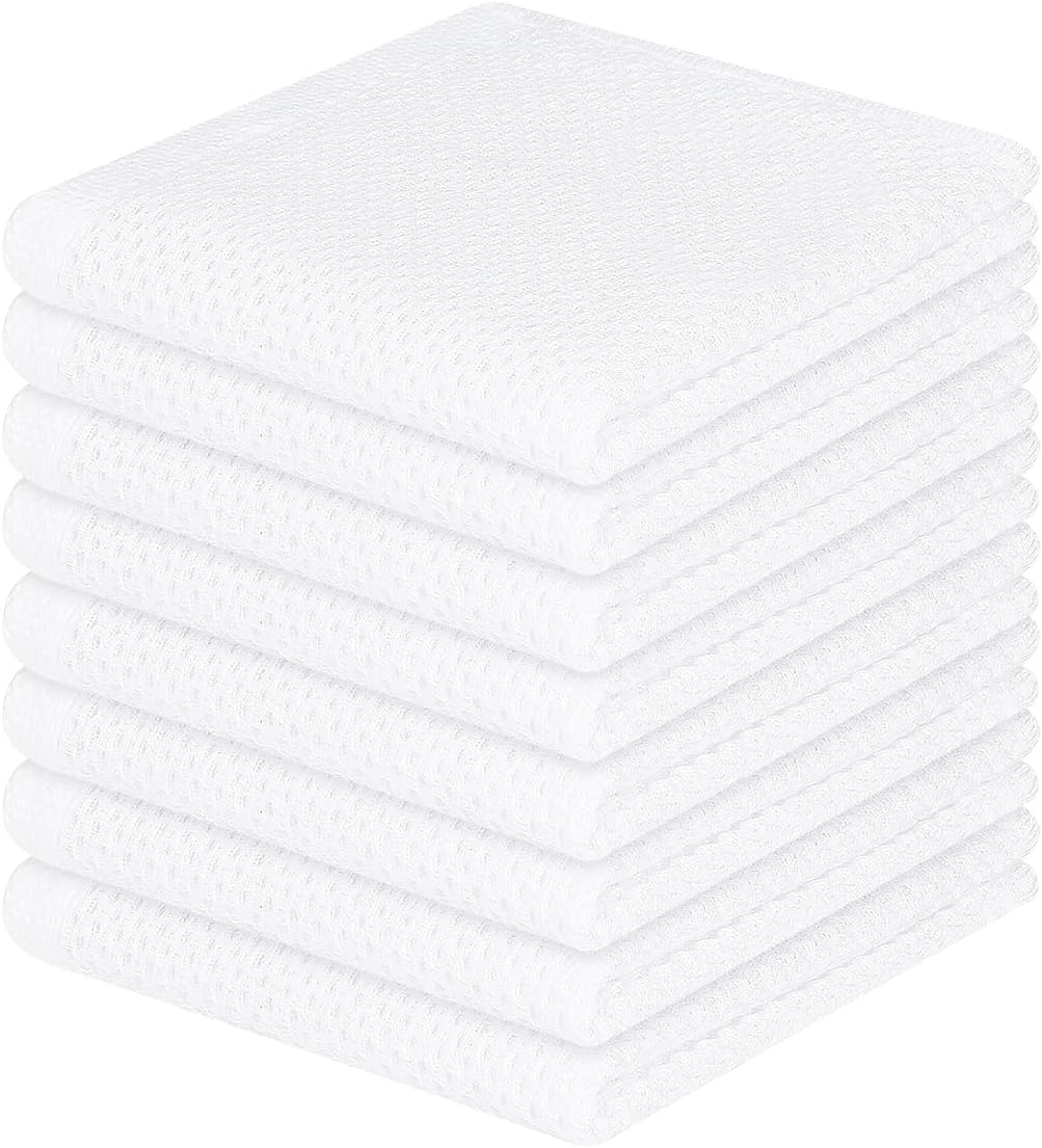Homaxy 100% Cotton Waffle Weave Kitchen Dish Cloths, Ultra Soft Absorbent Quick Drying Dish Towels, 12 x 12 Inches, 6-Pack, Apricot