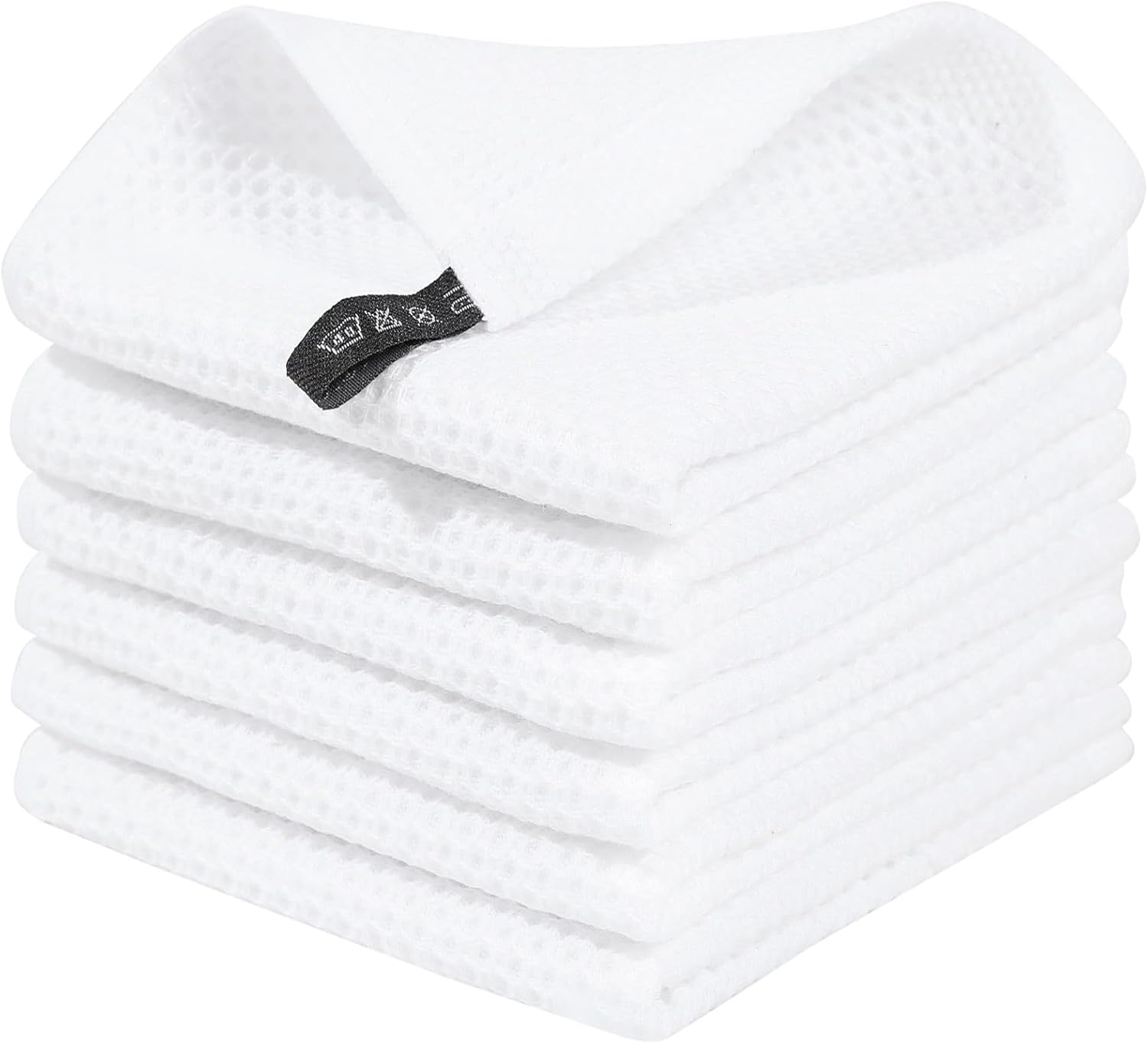 Homaxy 100% Cotton Waffle Weave Kitchen Dish Cloths, Ultra Soft Absorbent Quick Drying Dish Towels, 12 x 12 Inches, 6-Pack, Apricot