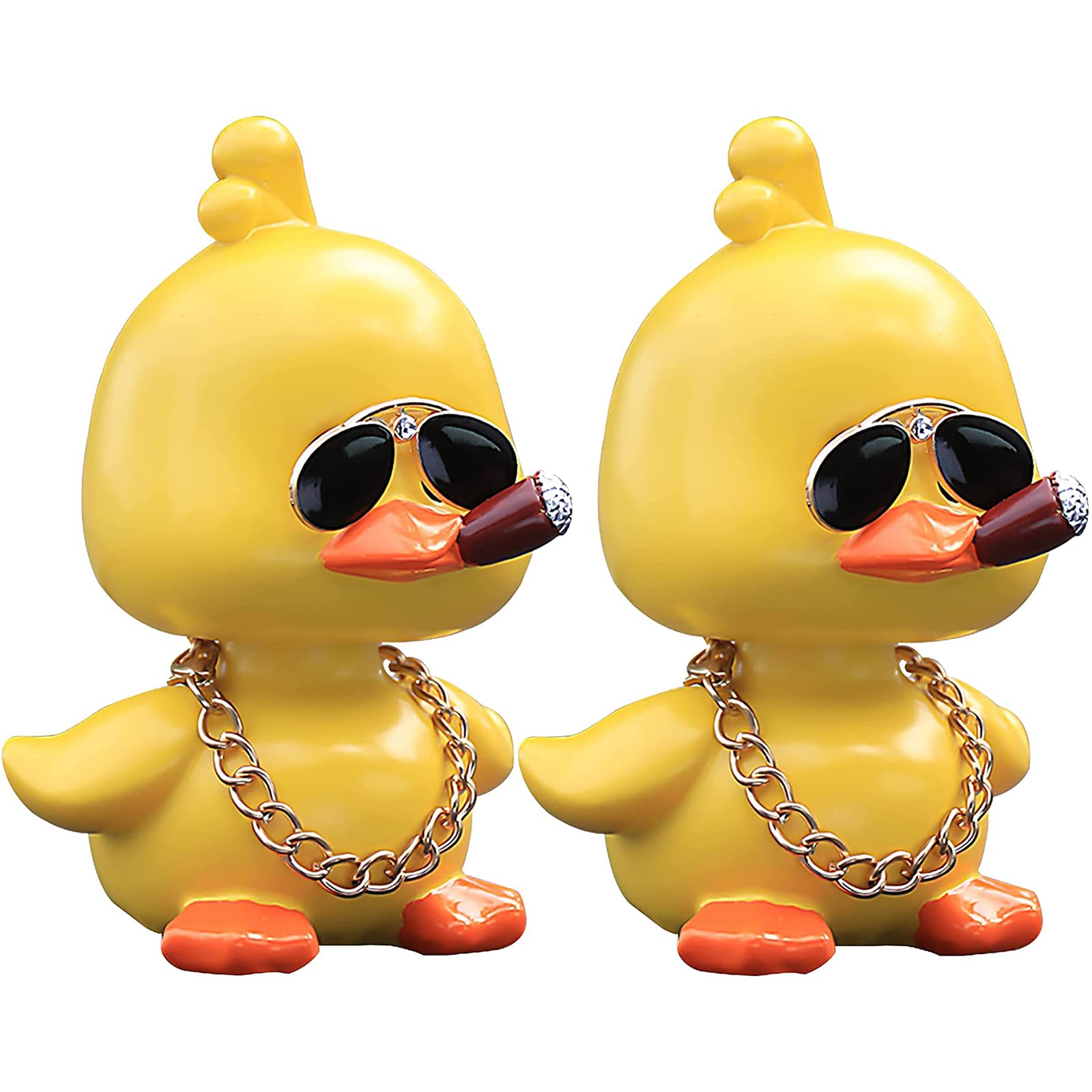 wonuu Cute Yellow Duck Car Ornaments Cool Duck Car Dashboard Decorations Shaking Head Doll