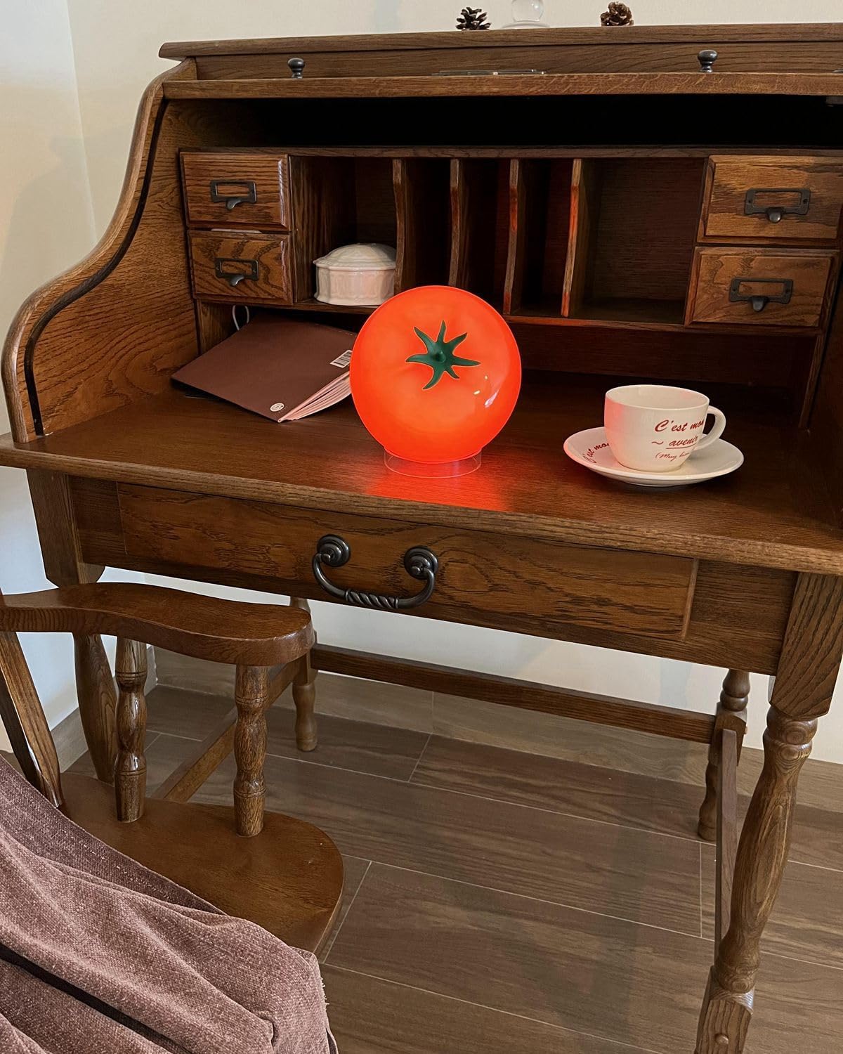 cozifycasa Cute Table Lamp for Bedroom Kitchen Living Room Small Cute Night Light Fruit Bedside Side Table Lamp Kawaii Decor Vintage Funky Home Decor for Girls Room (Tomato)