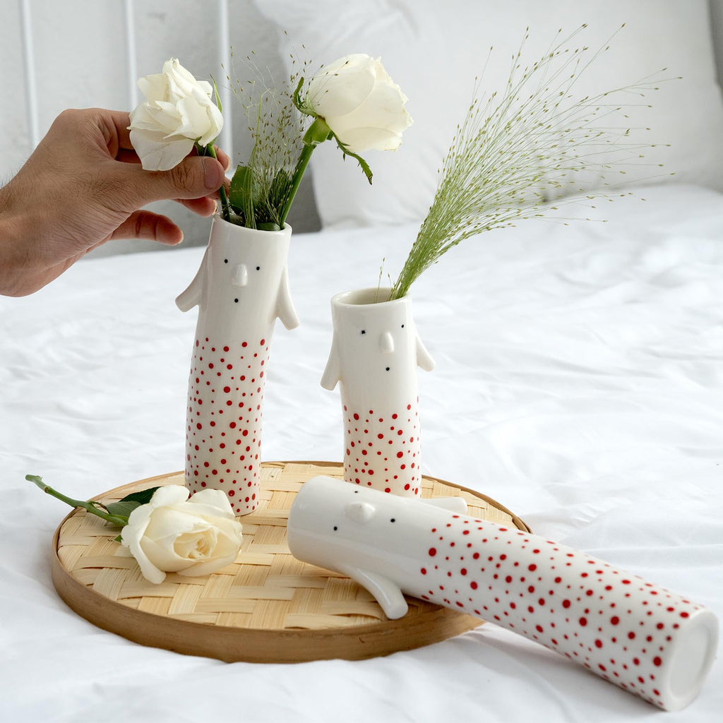Handcrafted Ceramic White Flower Duck Vase