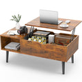 Sweetcrispy Lift Top Coffee Tables for Living Room, Small Rising Wooden Center Tables with Storage Shelf and Center Tables, with Storage Shelf.
