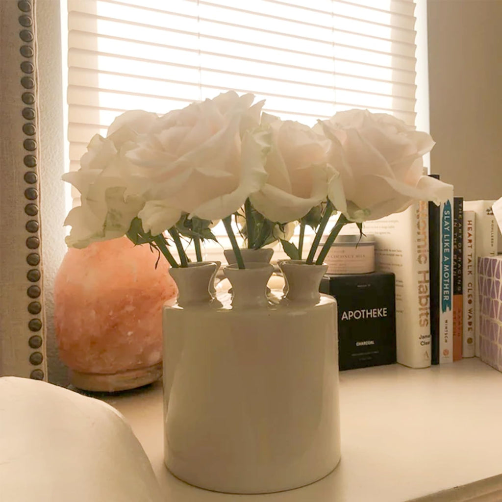 Handcrafted Ceramic White Flower Duck Vase