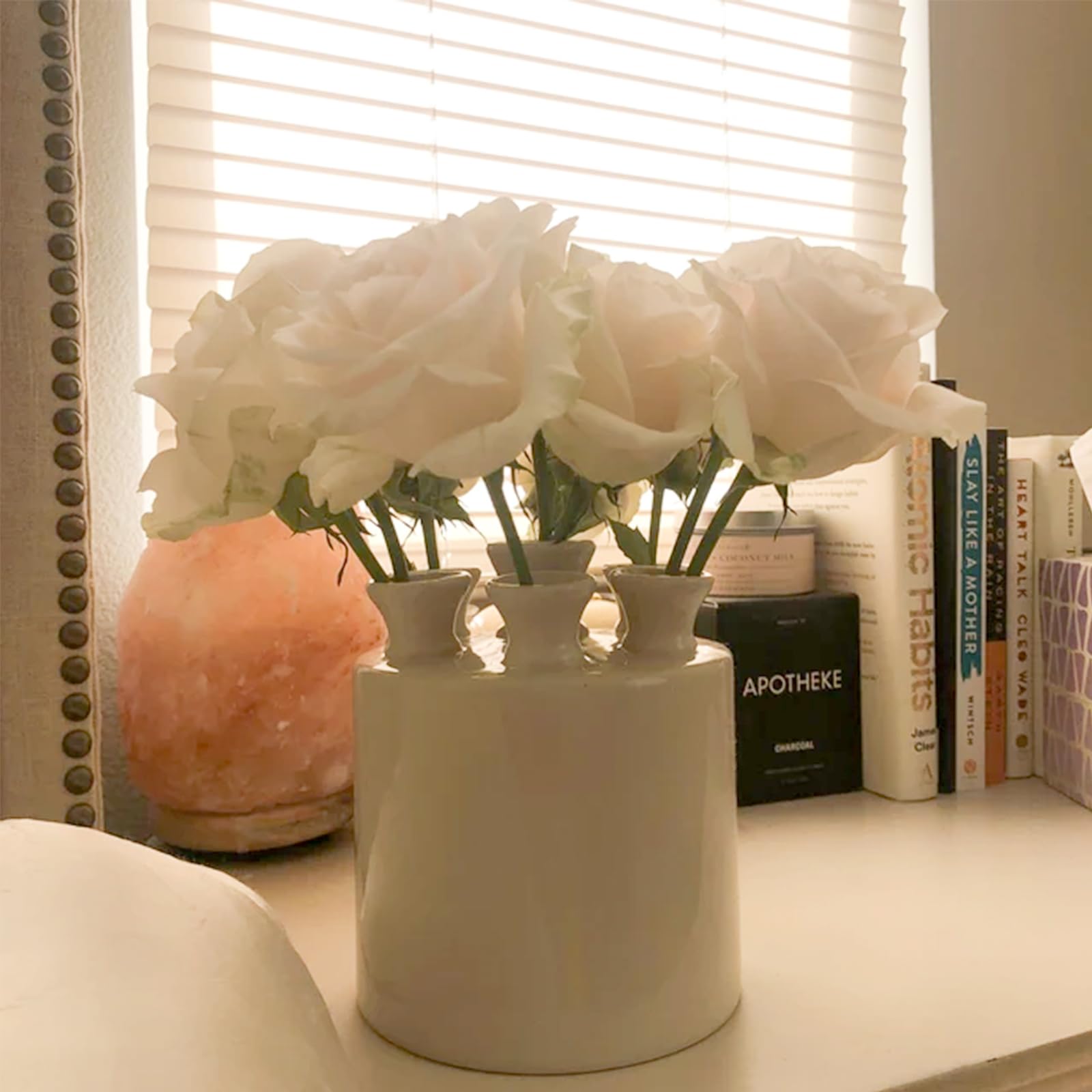 Handcrafted Ceramic White Flower Duck Vase