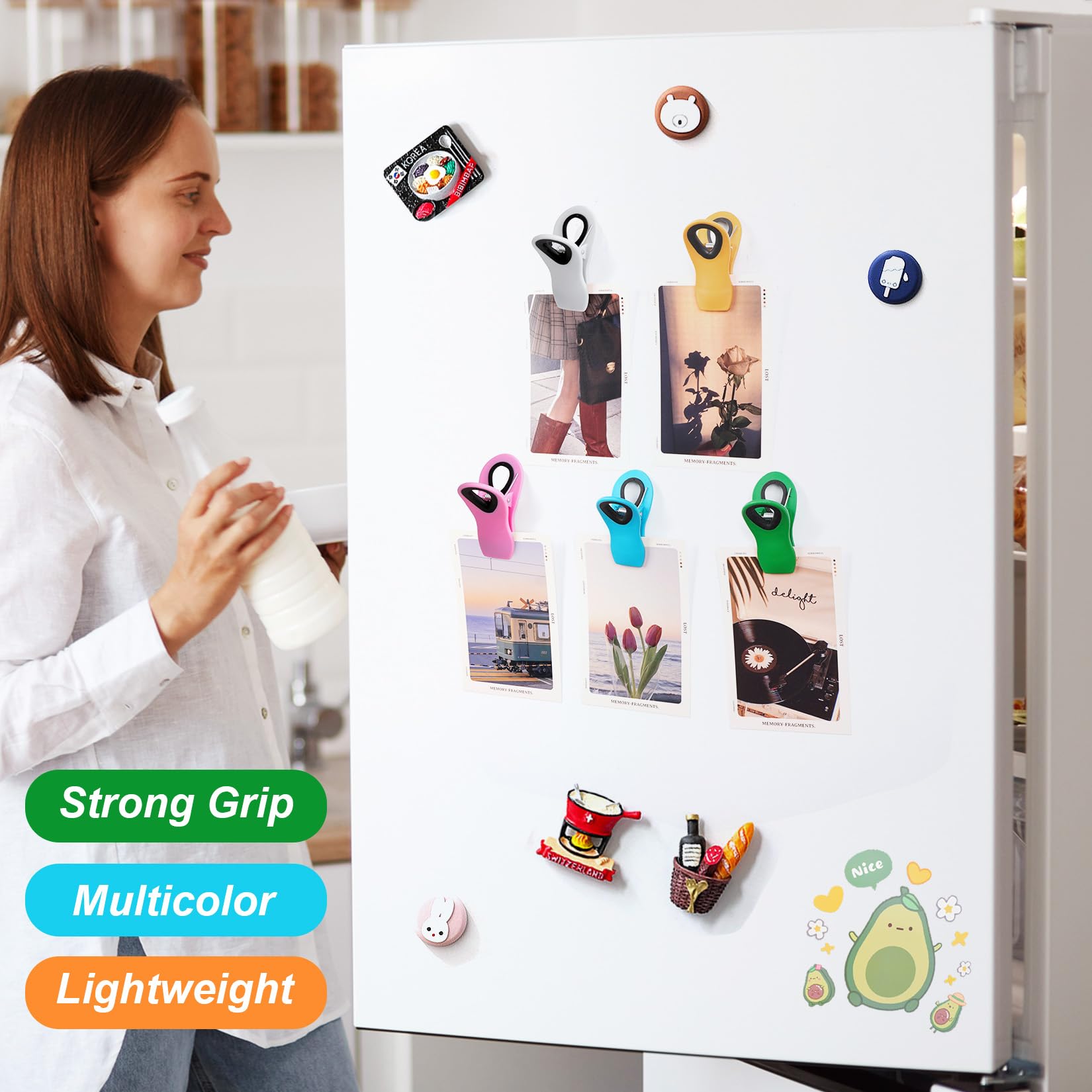 12 Pack Chip Clips Bag Clips, Magnetic Bag Clip for Food Storage Heavy Duty, Plastic Food Clip for Chips, Snack, Kitchen, Refrigerator, Garden, Sewing, Fabric, Clothes Pins