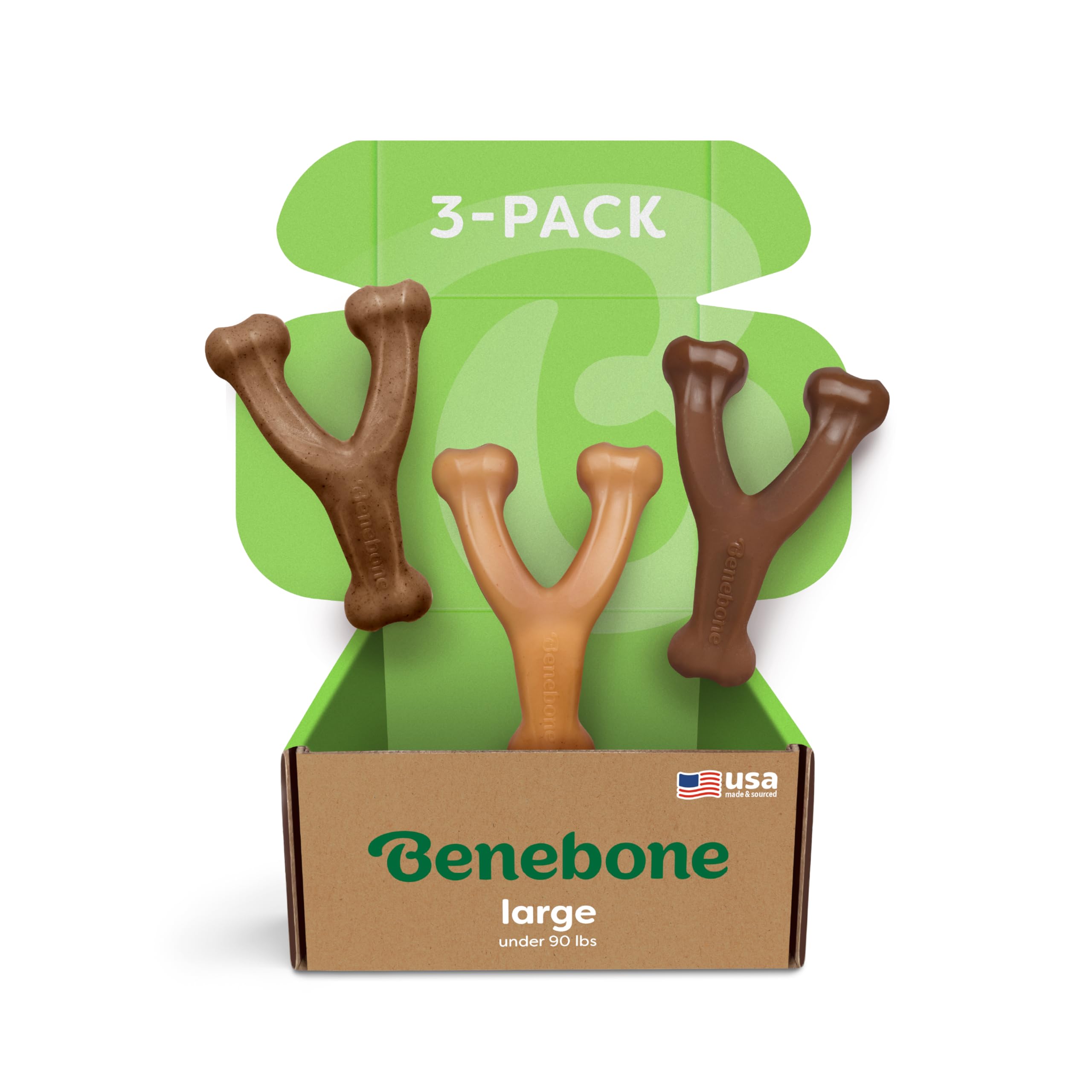 Benebone Wishbone Durable Dog Chew Toy for Aggressive Chewers, Real Bacon, Made in USA, Medium