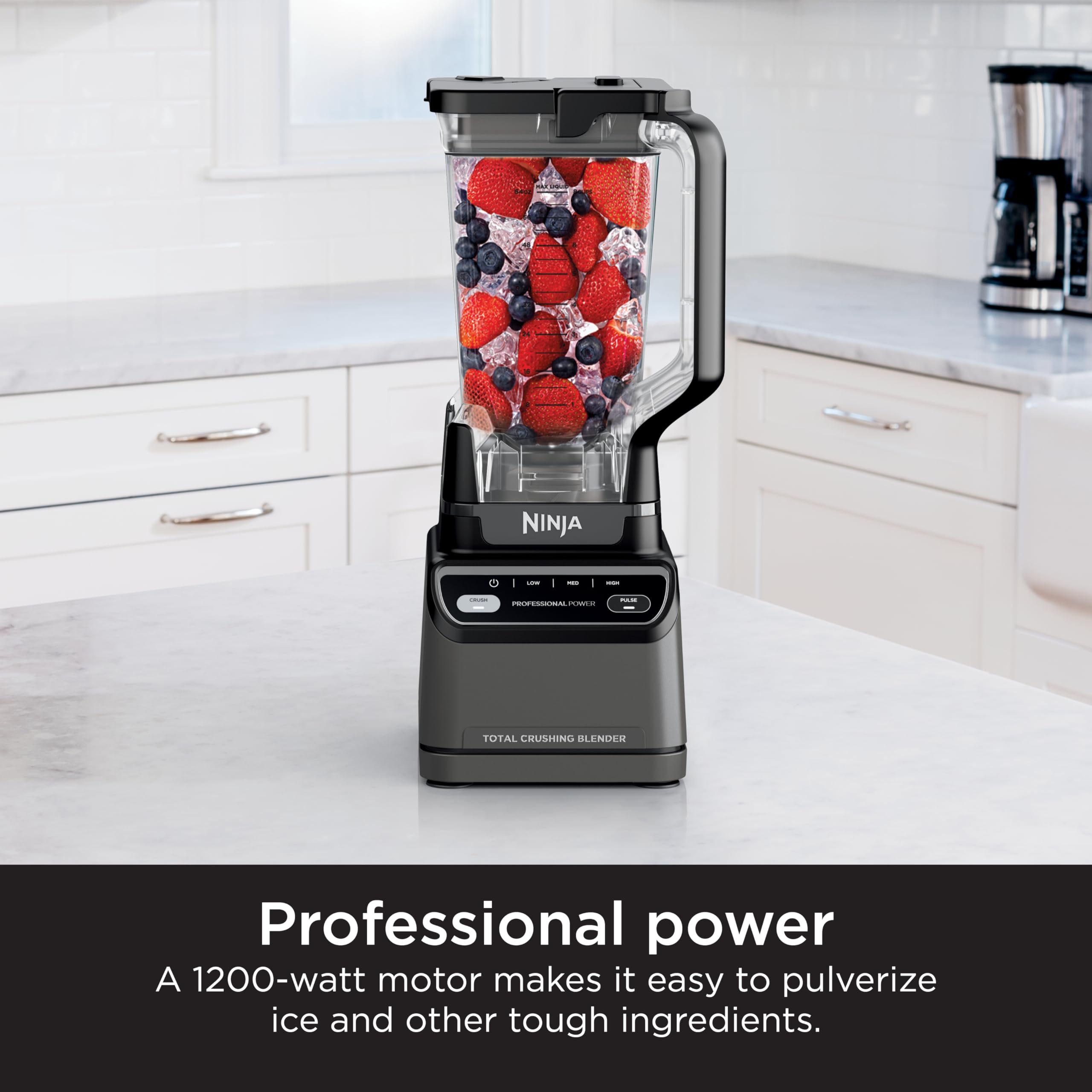 Ninja Professional Blender, Smoothie Blender, Drink Mixer, Grinder, Ice Crusher, Frozen Fruit Blending | Professional 1000 W Power, Total Crushing ™ Technology, XL 72-oz. Pitcher Black, Grey, BL610