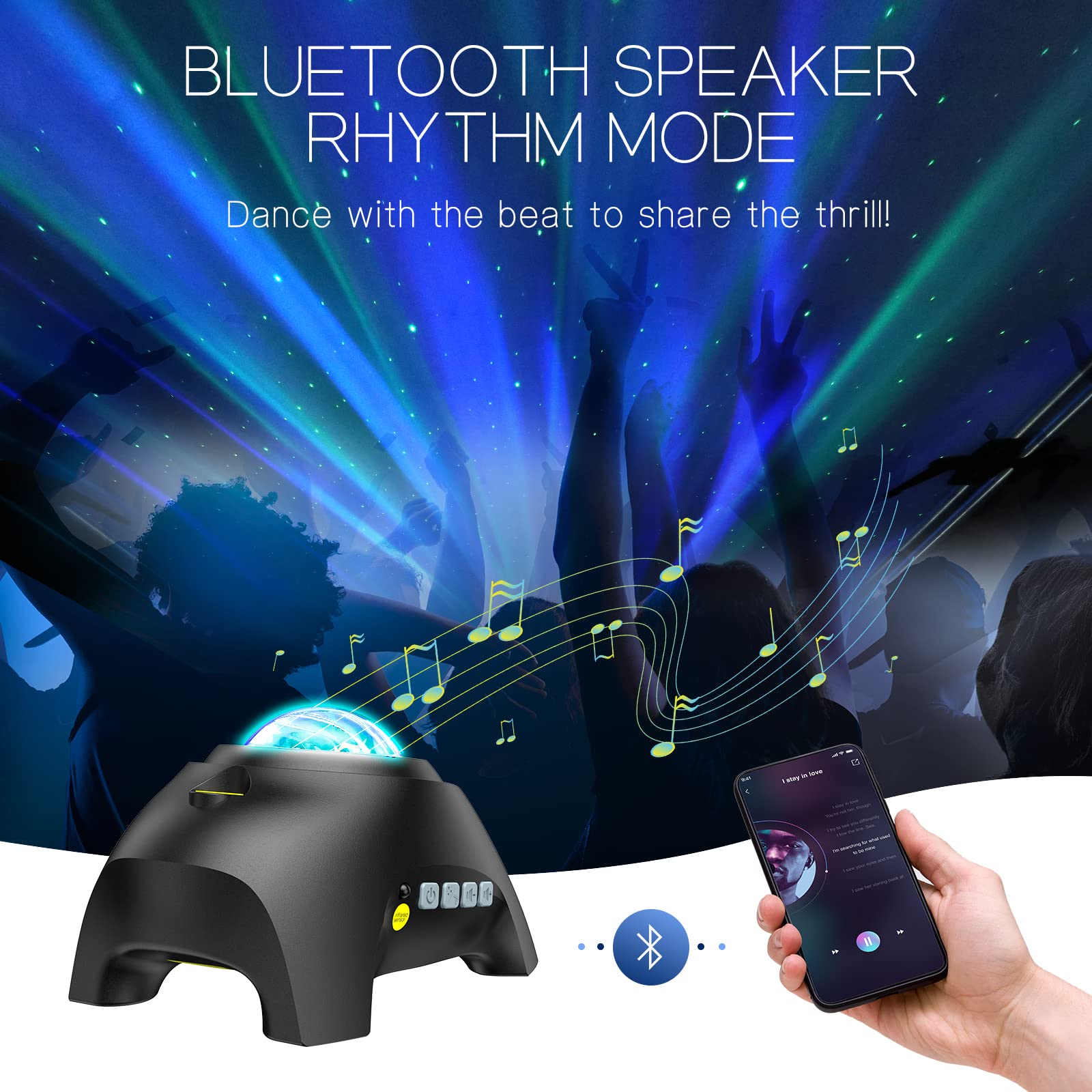 Northern Galaxy Aurora Projector – 33 Dynamic Light Effects, LED Star & Nebula Night Light with Remote Control, White Noise Sounds, and Bluetooth Speaker for Bedroom & Parties