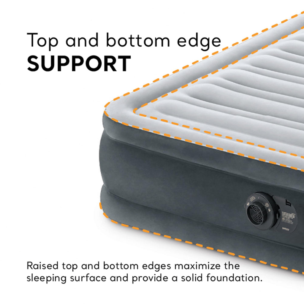 Intex 67765ED Dura-Beam Deluxe Comfort-Plush Mid-Rise Air Mattress : Fiber-Tech – Twin Size – Built-in Electric Pump – 13in Bed Height – 300lb Weight Capacity