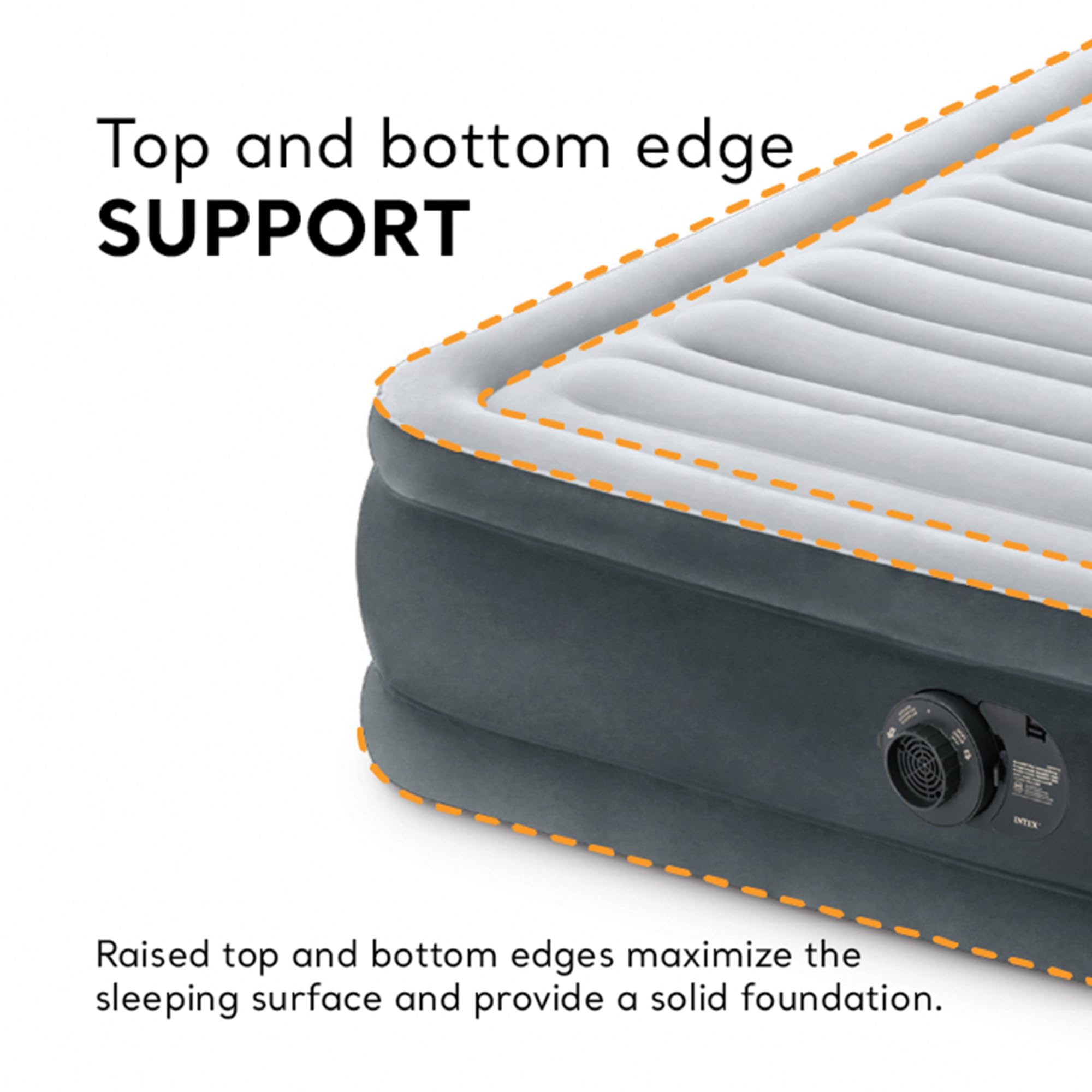 Intex 67765ED Dura-Beam Deluxe Comfort-Plush Mid-Rise Air Mattress : Fiber-Tech – Twin Size – Built-in Electric Pump – 13in Bed Height – 300lb Weight Capacity