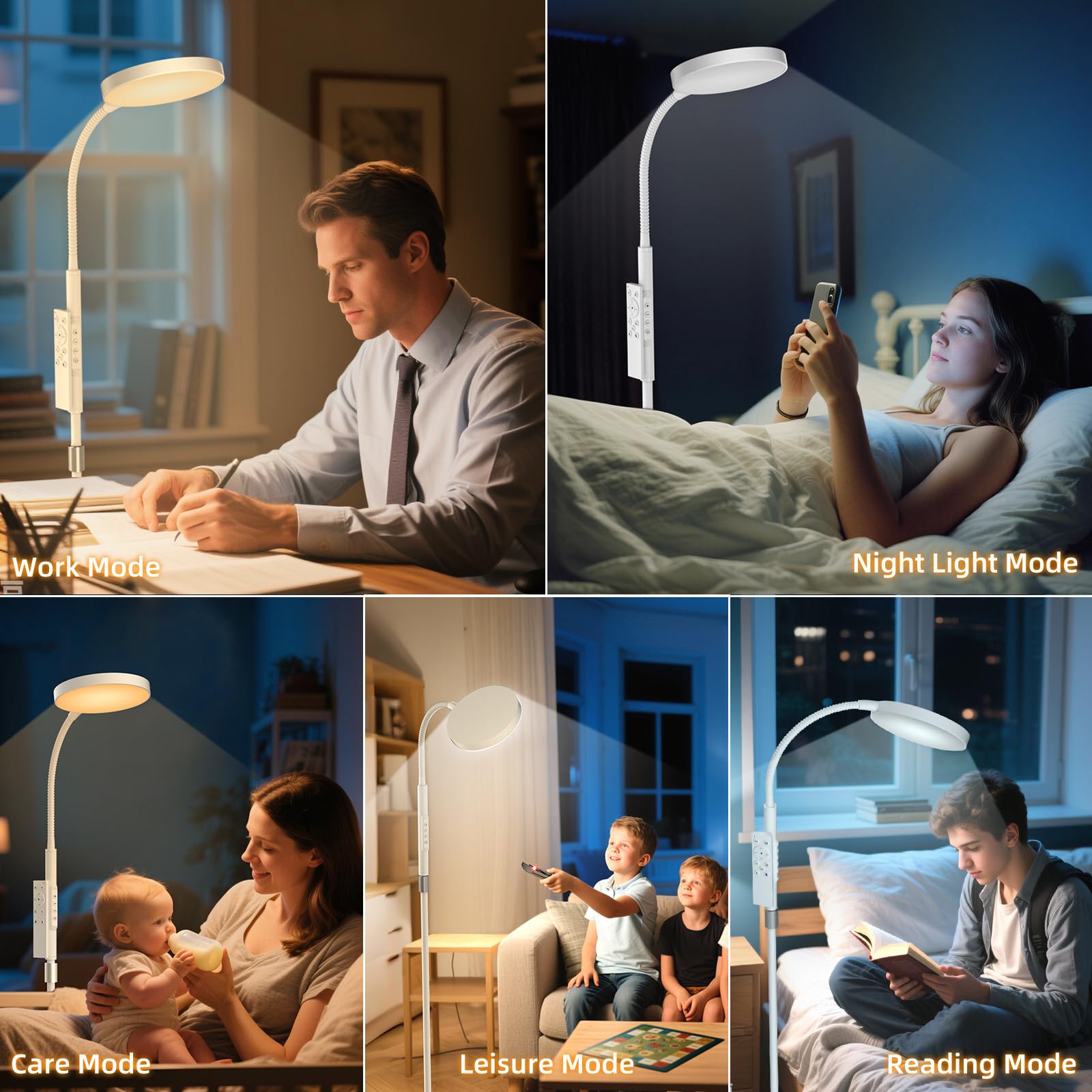 Floor Lamp, Adjustable Height Floor Lamps for Living Room Bedroom, 120 LED Super Bright Standing Lamp Remote & Touch Control Dimmable Gooseneck Tall Stand Reading Lamp for Office Craft, Black