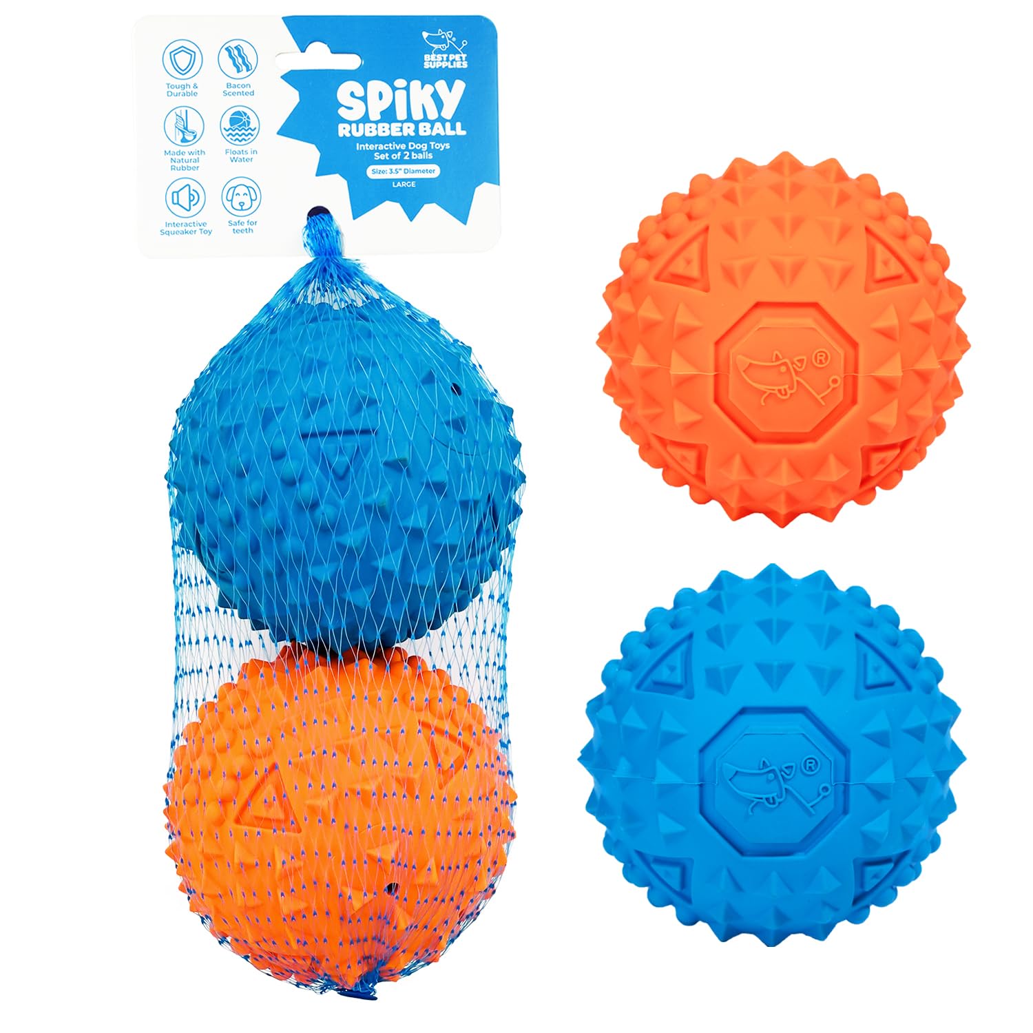 Best Pet Supplies Interactive Squeaky Dog Chew Toy, Ideal Dog Toys for Chewers, Small, Medium & Large Dogs, and Fetch Lovers - Crinkle Duck (Blue), Large