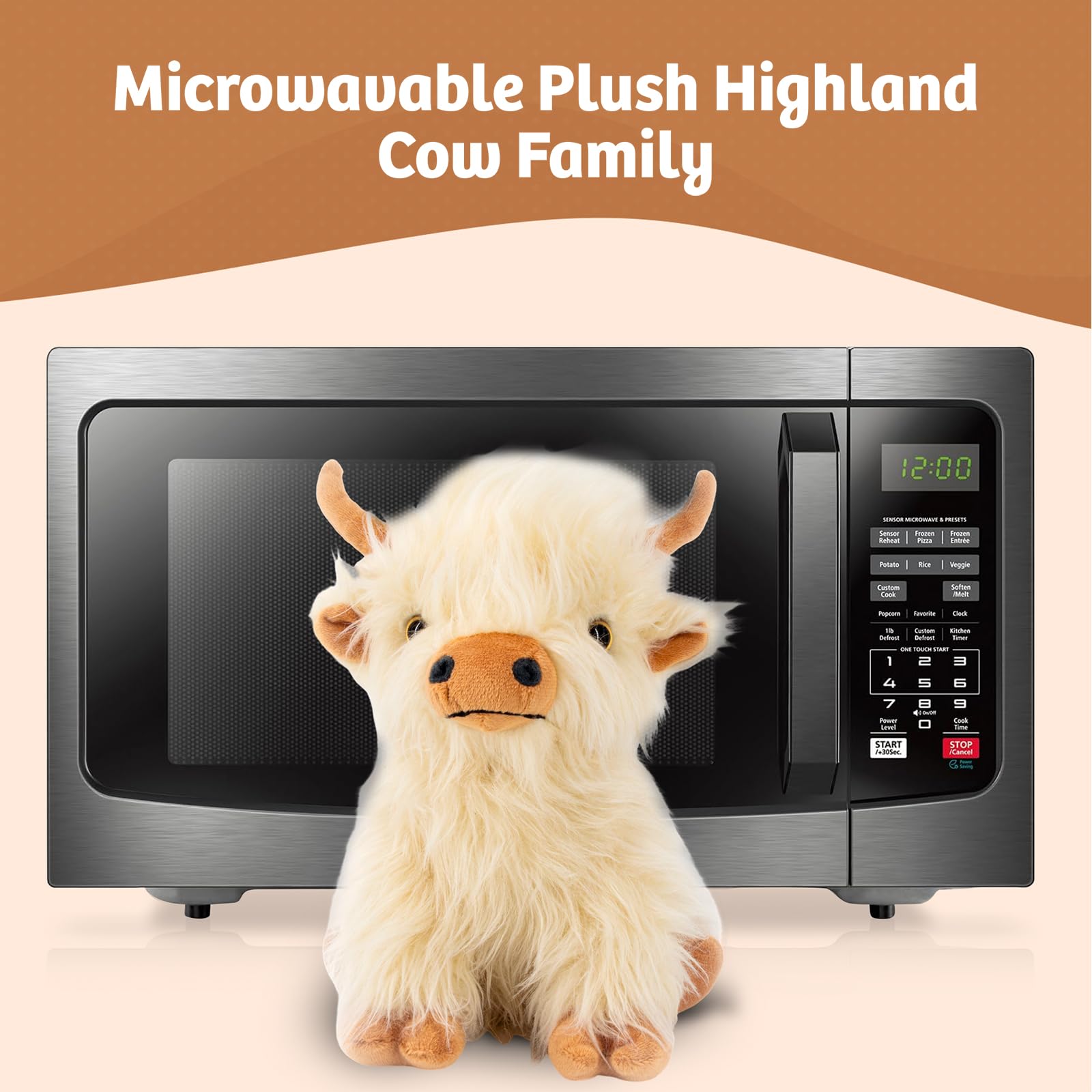 Marysun Microwavable Highland Cow Stuffed Animal - Weighted Stuffed Animal Plush, Heating Pad, Cozy