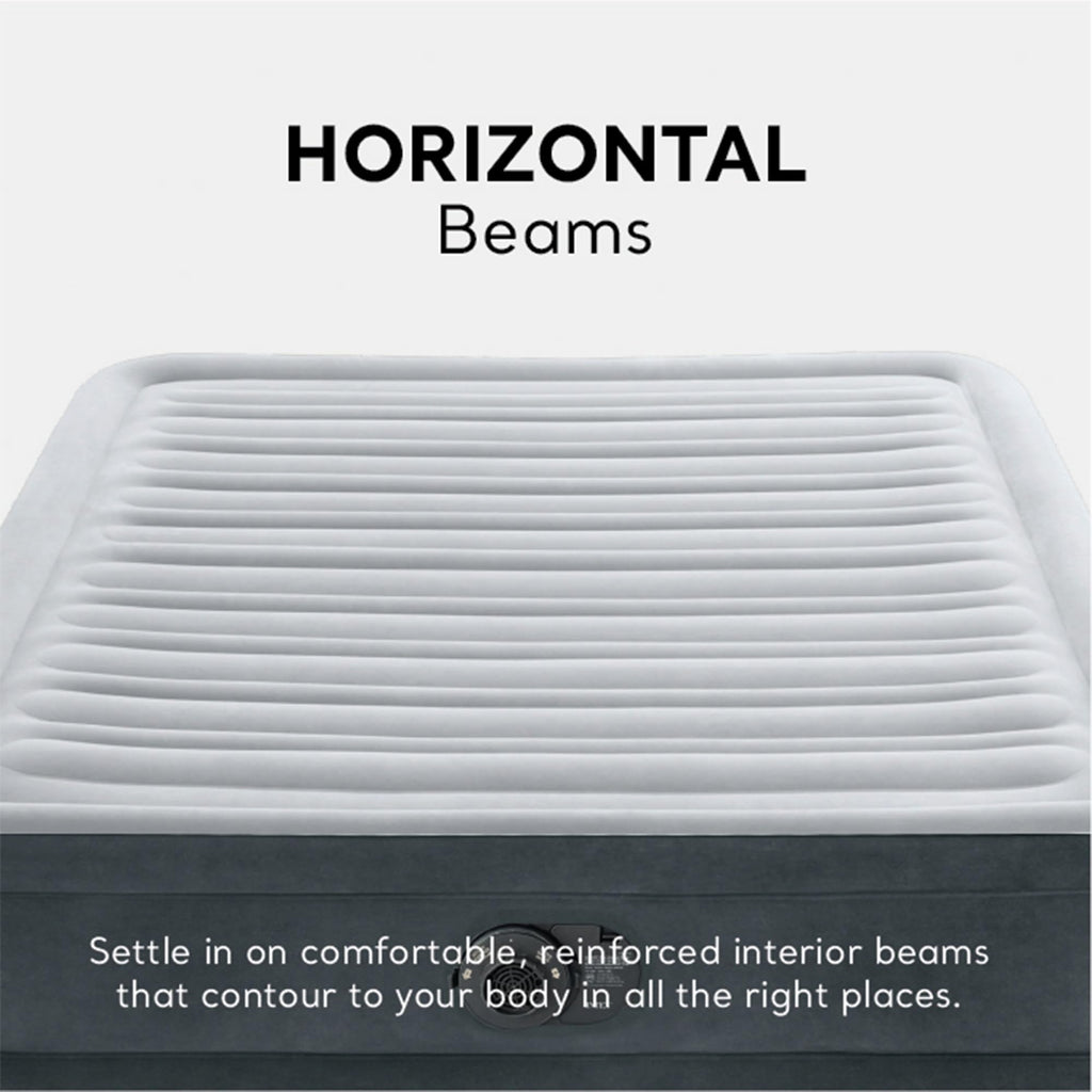 Intex 67765ED Dura-Beam Deluxe Comfort-Plush Mid-Rise Air Mattress : Fiber-Tech – Twin Size – Built-in Electric Pump – 13in Bed Height – 300lb Weight Capacity