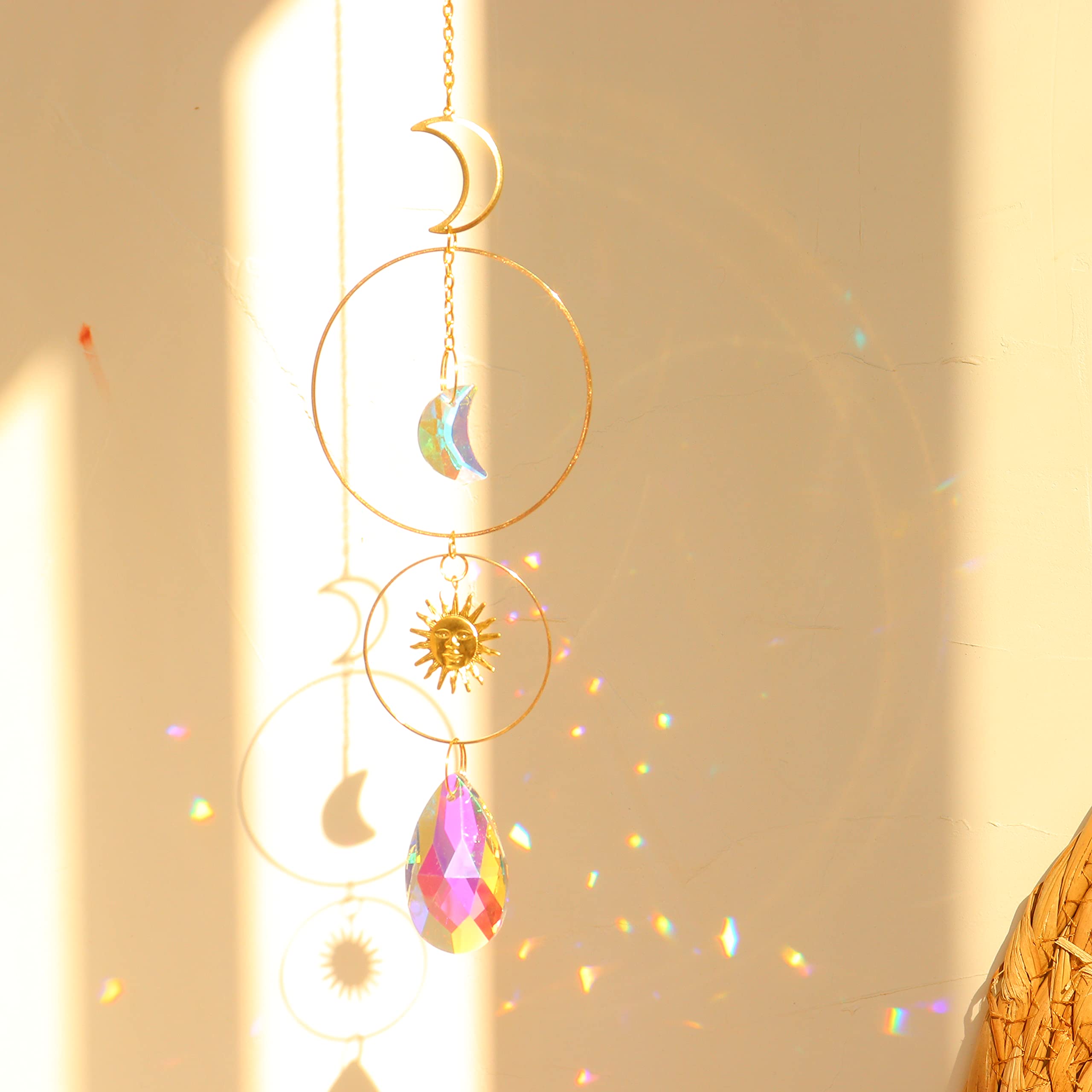 6Pieces Colorful Crystals Suncatcher Hanging Sun Catcher with Chain Pendant Ornament Crystal Balls for Window Home Garden Christmas Day Party Wedding Decoration