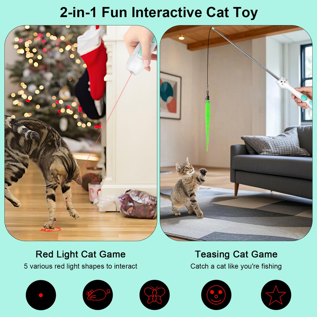 TBTeek Cat Toys, Rechargeable, 3 Light Modes & 5 Fun Patterns, Portable Interactive Kitten Pet Dog Cat Mouse Toy for Fun Chase Play Exercise