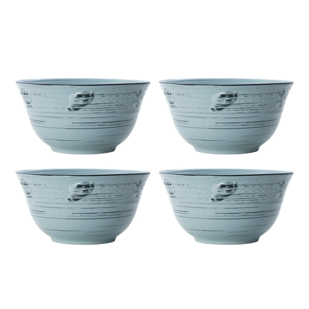 Pfaltzgraff Trellis White 16-Piece Stoneware Dinnerware Set, Service for 4, Distressed White Finish, Microwave & Dishwasher Safe Plates and Bowls