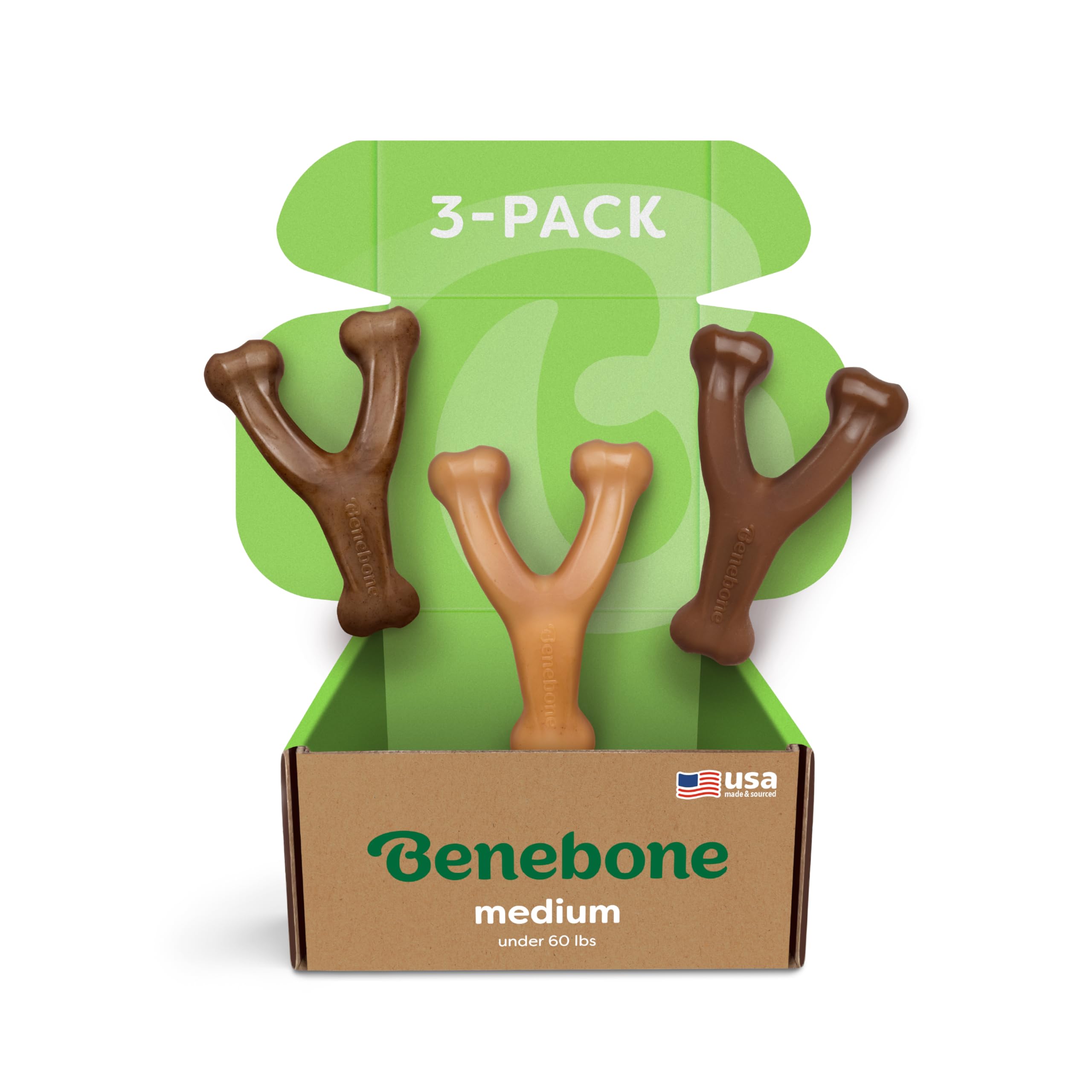 Benebone Wishbone Durable Dog Chew Toy for Aggressive Chewers, Real Bacon, Made in USA, Medium
