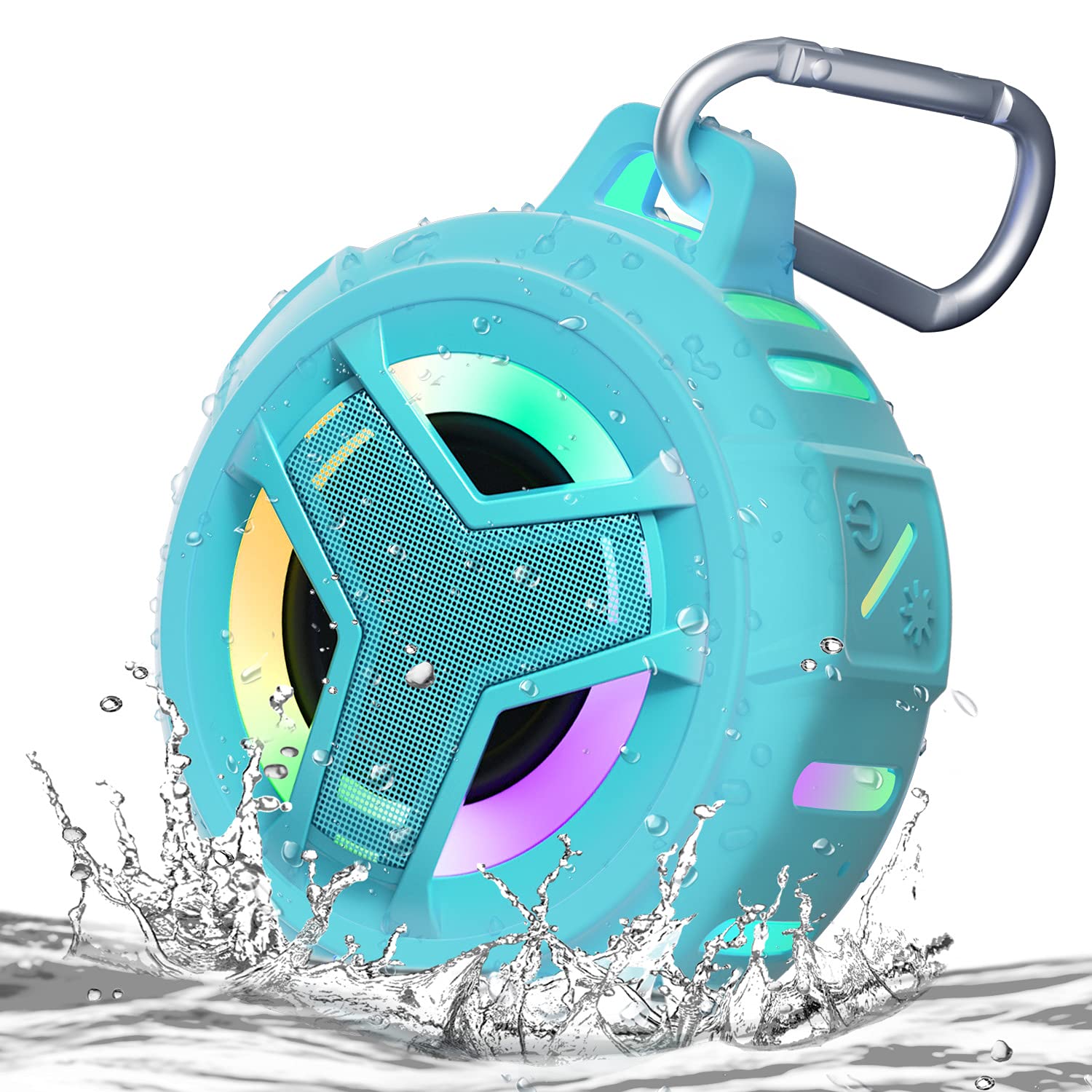 EBODA Bluetooth Shower Speaker, Portable Bluetooth Speakers, IP67 Waterproof Wireless Speaker with LED Light, Floating, 2000mAh, True Wireless Stereo for Kayak, Beach, Gifts for unisex -Black