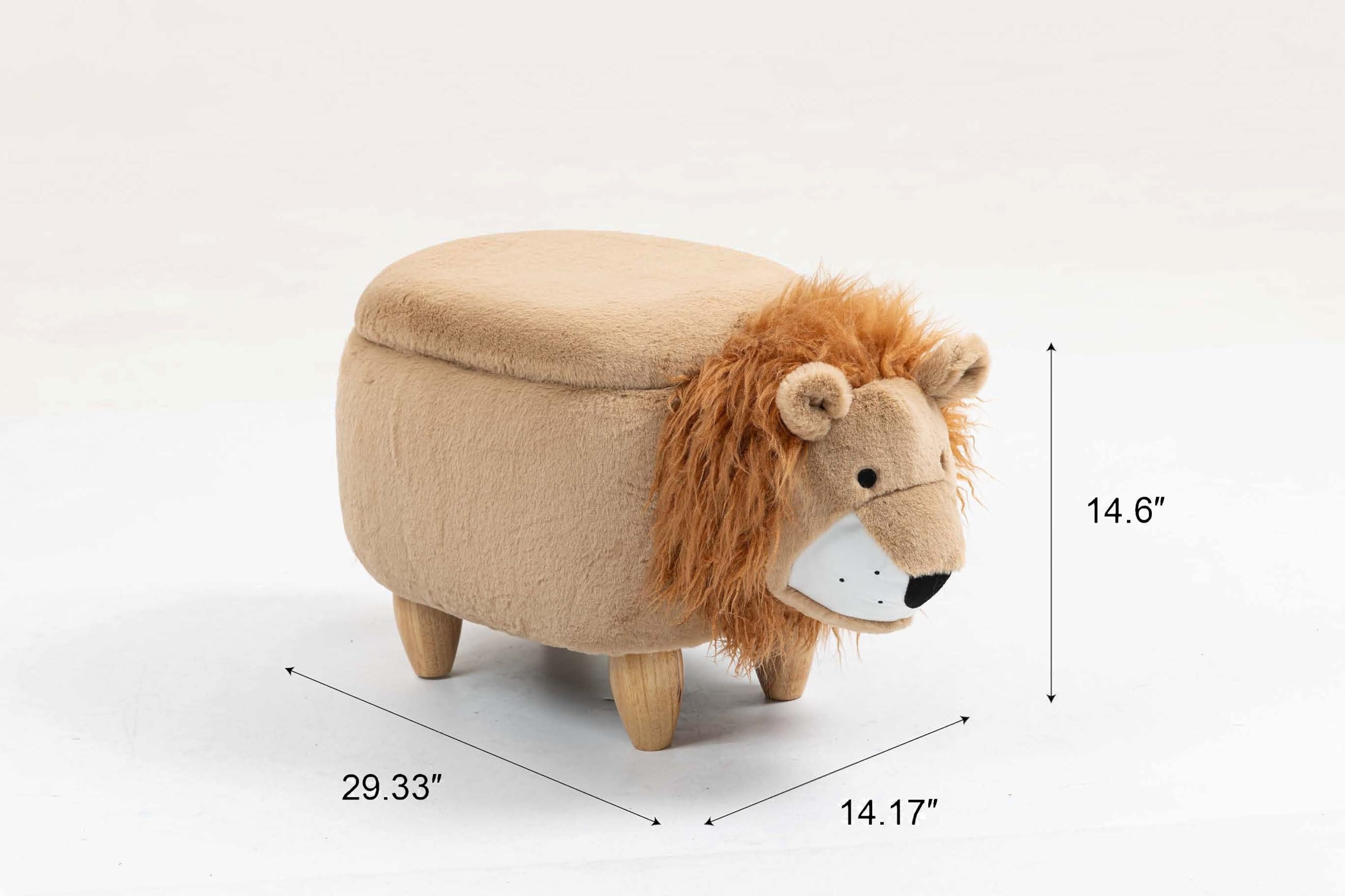 Home 2 Office Cow Ottoman for Kids' Bedroom, Playroom, Nursery, and Living Room, Animal Ottoman with Storage, Footstool for Kids, Black/White