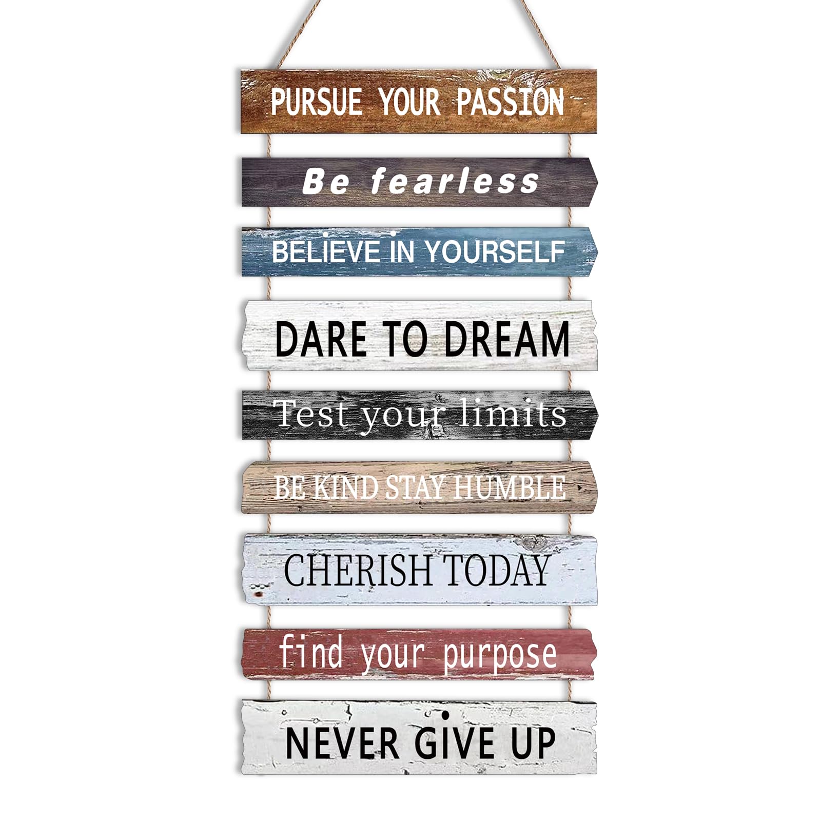 4 Pieces Home Wall Signs, THIS IS US/TOGETHER/BLESS THIS HOME/FAMILY Wall Decor For Living Room Bedroom, Rustic Wooden Farmhouse Wall Art , 4.7 x 13.8 Inch(Brown)