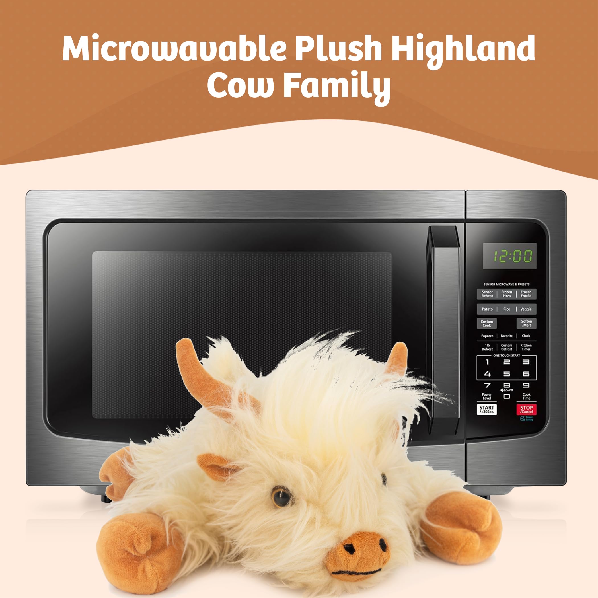 Marysun Microwavable Highland Cow Stuffed Animal - Weighted Stuffed Animal Plush, Heating Pad, Cozy