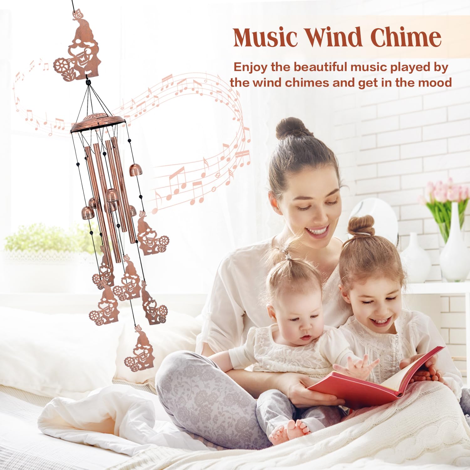 Cow Wind Chimes Outdoor Cow Gifts for Women/Men/Mom/Wife/Grandma Birthday Gifts Memorial Gift Metal WindChimes for Outside/Indoors, Lawn, Patio, Home, Porch, Yard Decor, Garden Decorations
