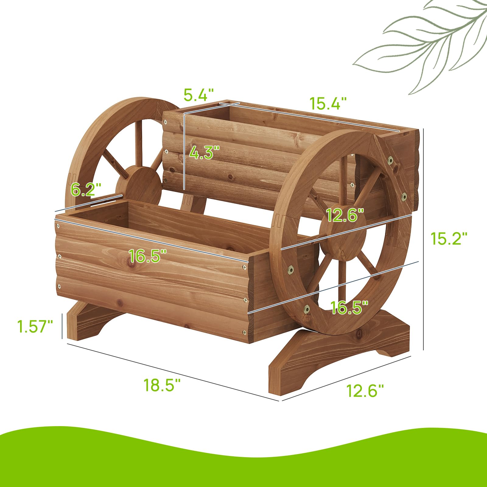 Wooden Wagon Planter Wooden Flower Cart with Wheels Outdoor Garden Planter, Decor Planter for Patio Balcony Decoration Succulent Flower Pot for Indoor Backyard Balcon planters (Carbonized)