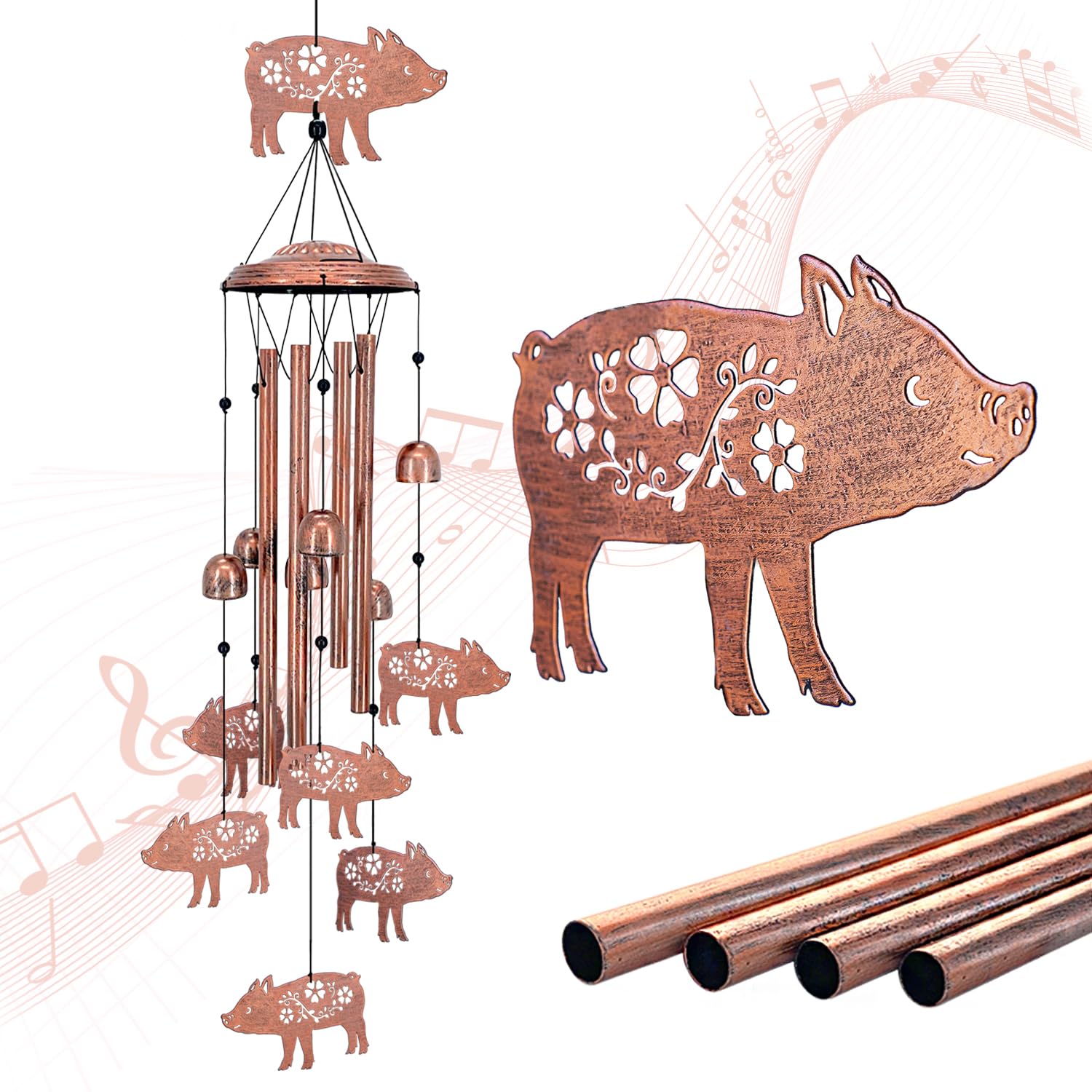 Cow Wind Chimes Outdoor Cow Gifts for Women/Men/Mom/Wife/Grandma Birthday Gifts Memorial Gift Metal WindChimes for Outside/Indoors, Lawn, Patio, Home, Porch, Yard Decor, Garden Decorations