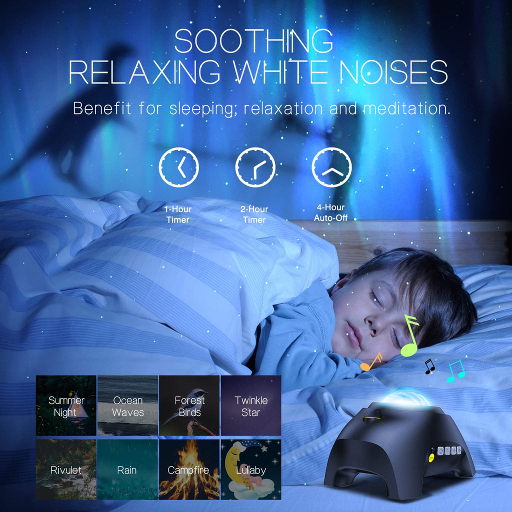 Northern Galaxy Aurora Projector – 33 Dynamic Light Effects, LED Star & Nebula Night Light with Remote Control, White Noise Sounds, and Bluetooth Speaker for Bedroom & Parties