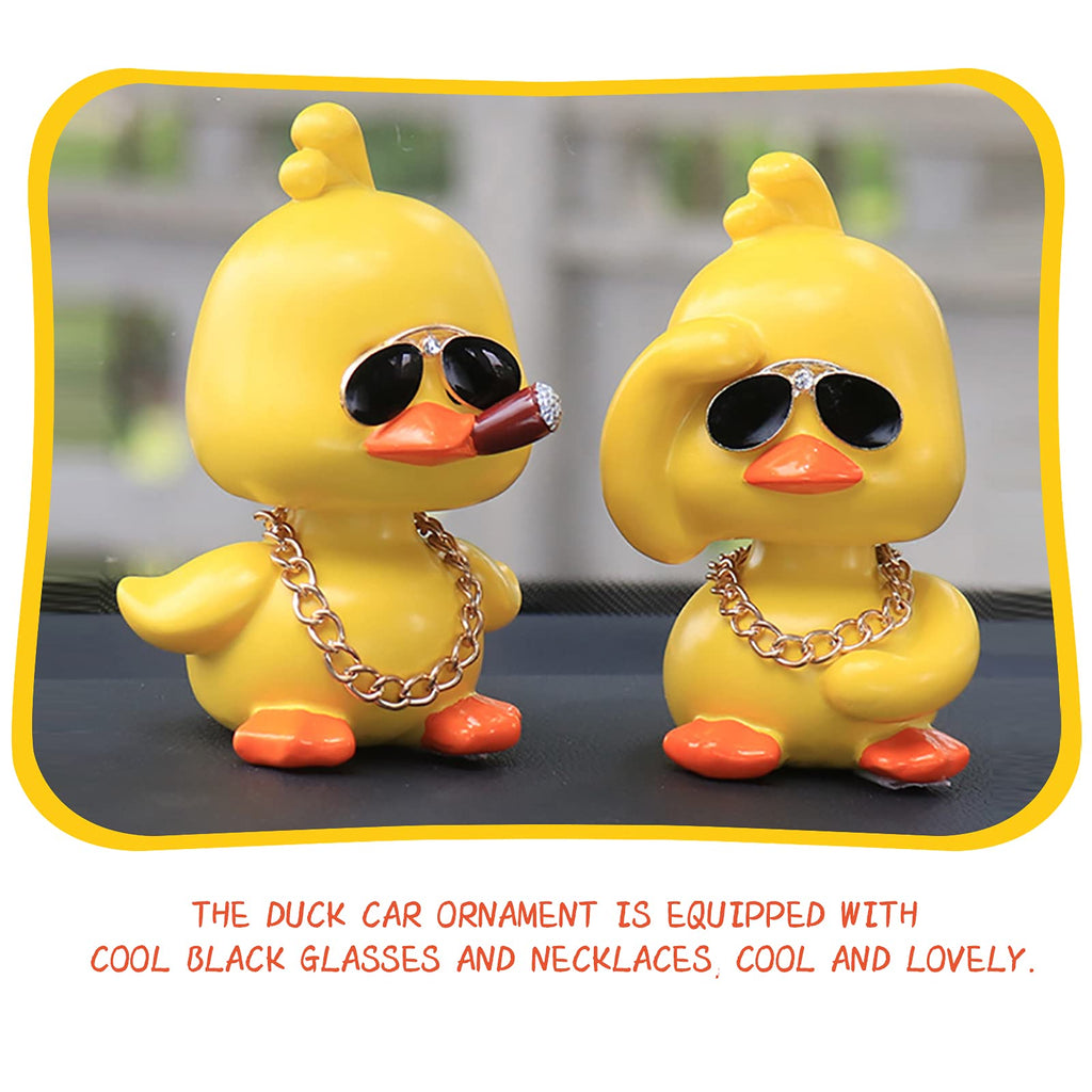 wonuu Cute Yellow Duck Car Ornaments Cool Duck Car Dashboard Decorations Shaking Head Doll
