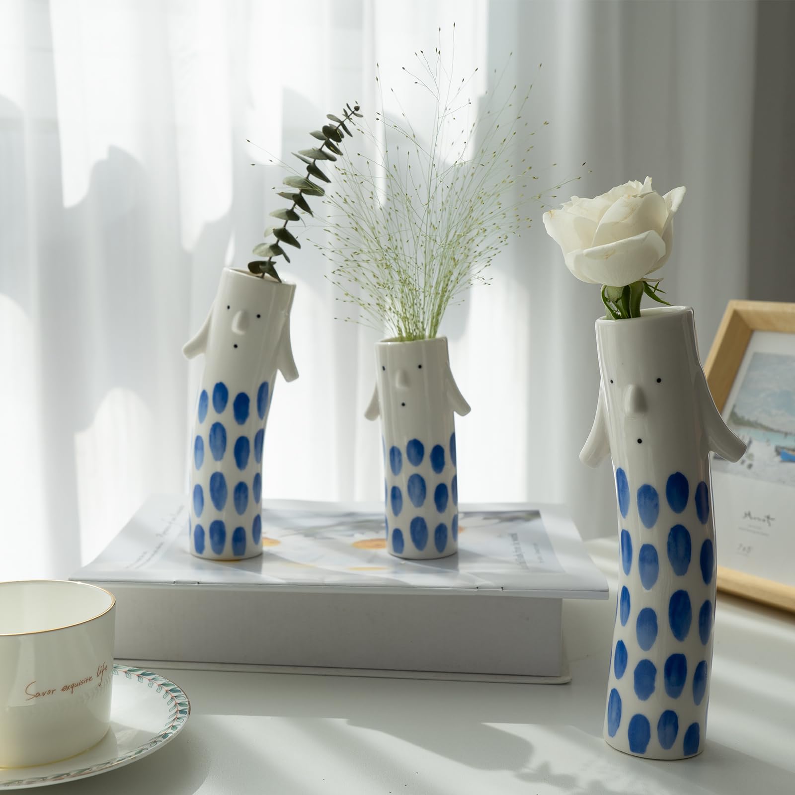 Handcrafted Ceramic White Flower Duck Vase
