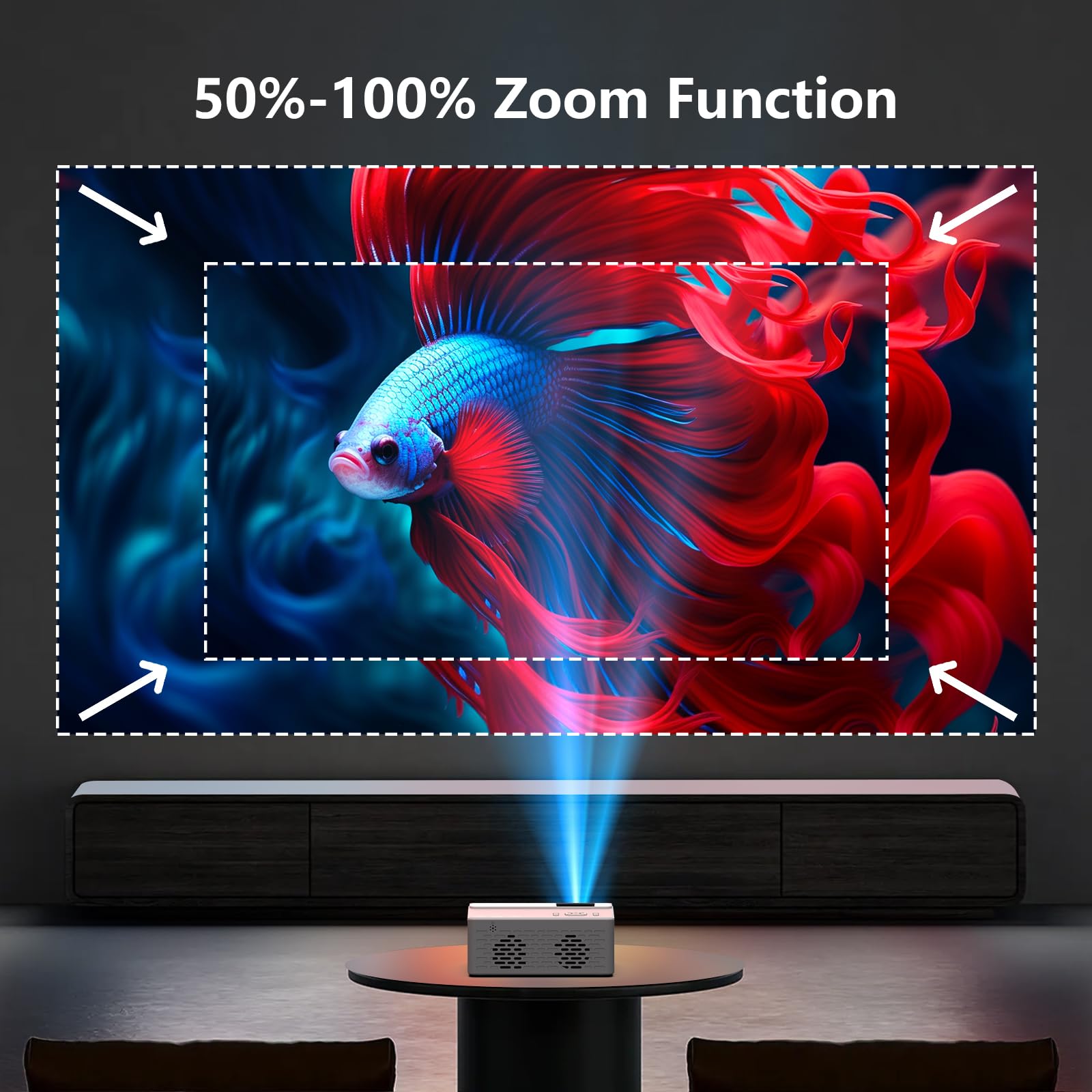 TMY 1080P Full HD Portable Mini Projector, Upgraded Bluetooth Movie Projector with Screen, Compatible with TV Stick Smartphone/HDMI/USB, Indoor & Outdoor Use
