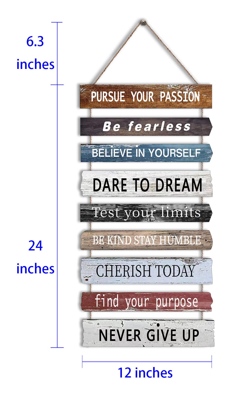 4 Pieces Home Wall Signs, THIS IS US/TOGETHER/BLESS THIS HOME/FAMILY Wall Decor For Living Room Bedroom, Rustic Wooden Farmhouse Wall Art , 4.7 x 13.8 Inch(Brown)