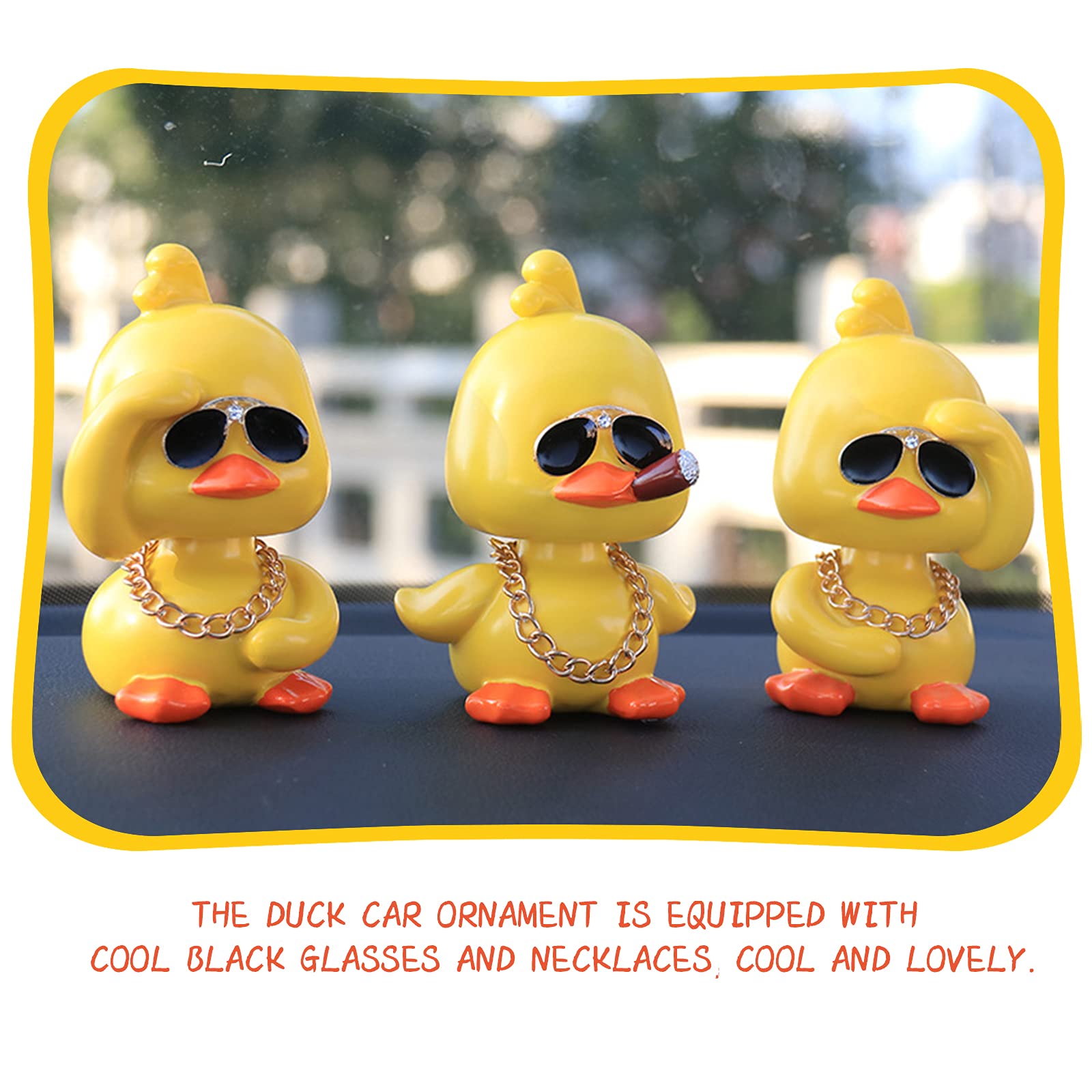 wonuu Cute Yellow Duck Car Ornaments Cool Duck Car Dashboard Decorations Shaking Head Doll