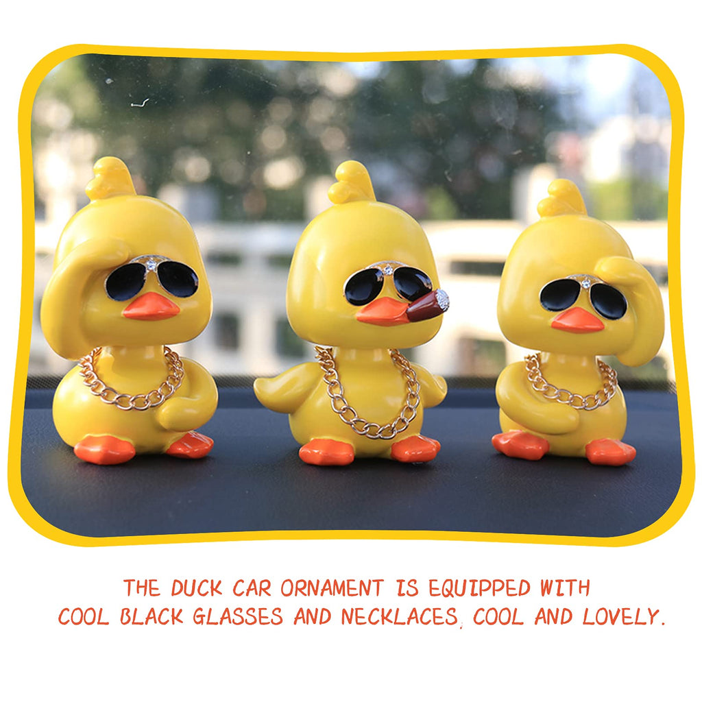 wonuu Cute Yellow Duck Car Ornaments Cool Duck Car Dashboard Decorations Shaking Head Doll
