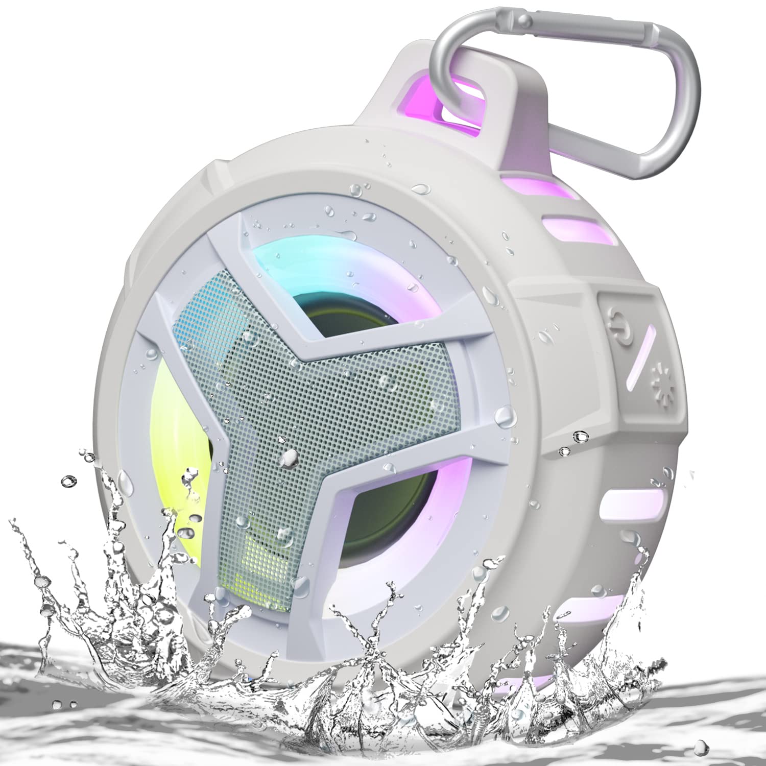 EBODA Bluetooth Shower Speaker, Portable Bluetooth Speakers, IP67 Waterproof Wireless Speaker with LED Light, Floating, 2000mAh, True Wireless Stereo for Kayak, Beach, Gifts for unisex -Black