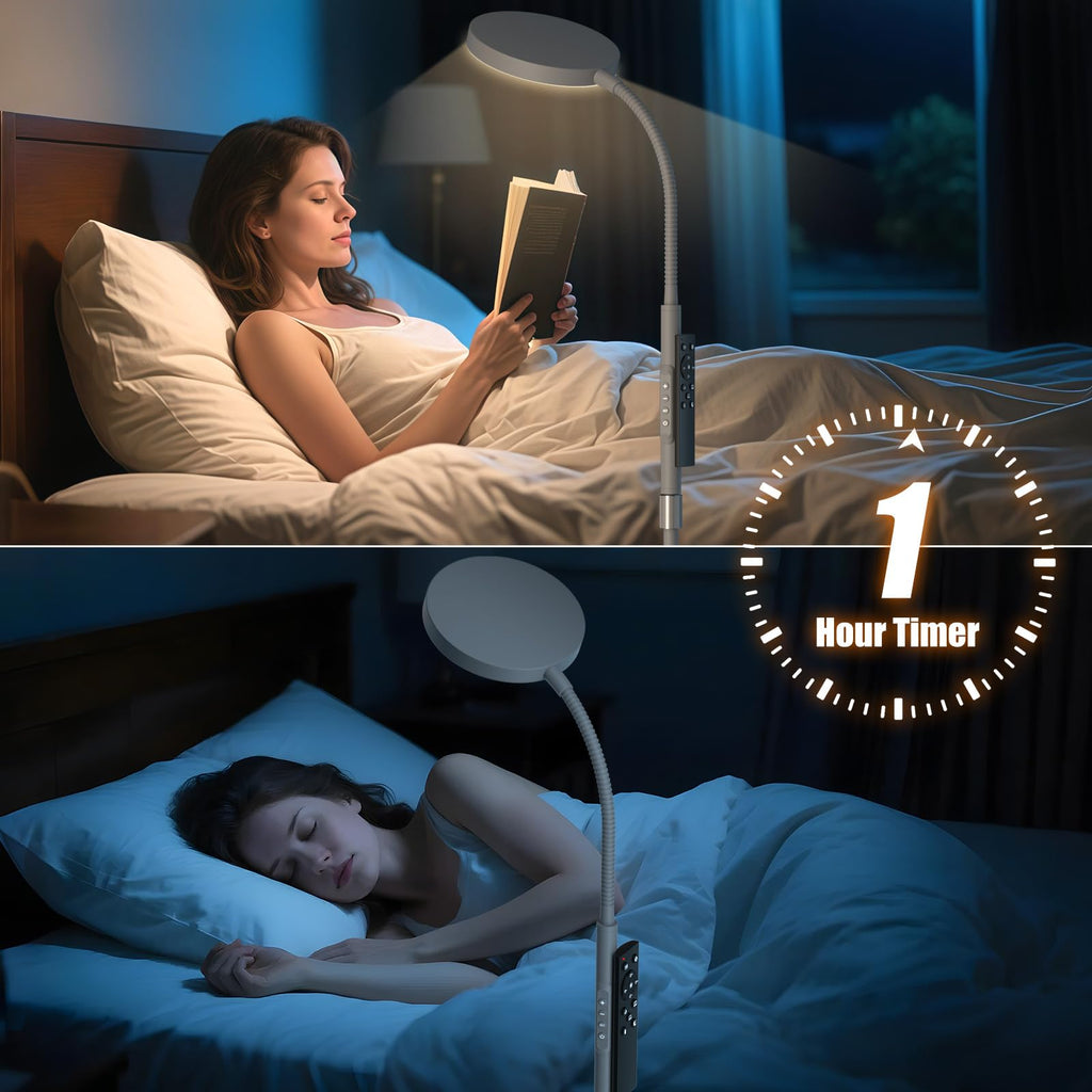 Floor Lamp, Adjustable Height Floor Lamps for Living Room Bedroom, 120 LED Super Bright Standing Lamp Remote & Touch Control Dimmable Gooseneck Tall Stand Reading Lamp for Office Craft, Black