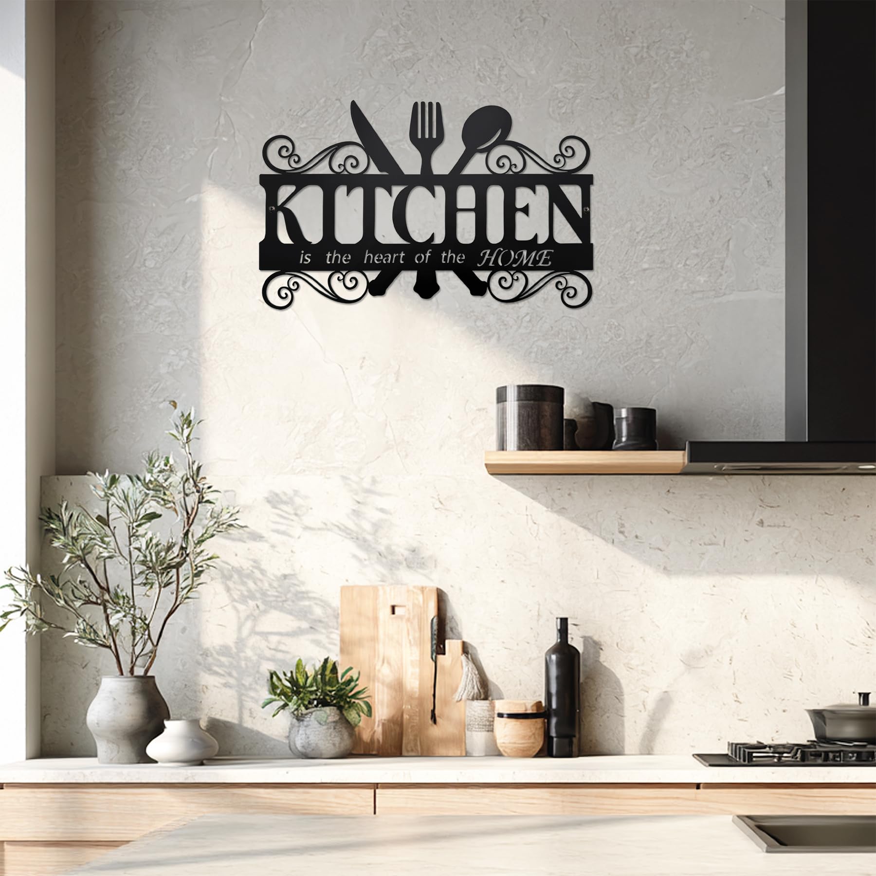 Metal Kitchen Wall Decor,Kitchen Signs Decoraions For Wall,Rustic Kitchen Decor Sign,Country Farmhouse Decoration for Kitchen or Dining Room,13.8x8.8 Inches (Black),BiaGift1126-2