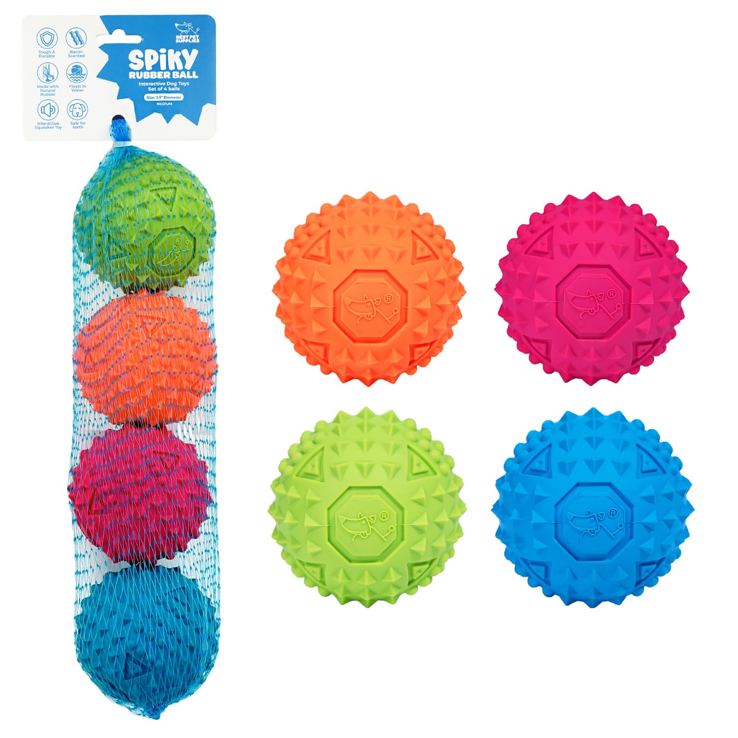 Best Pet Supplies Interactive Squeaky Dog Chew Toy, Ideal Dog Toys for Chewers, Small, Medium & Large Dogs, and Fetch Lovers - Crinkle Duck (Blue), Large