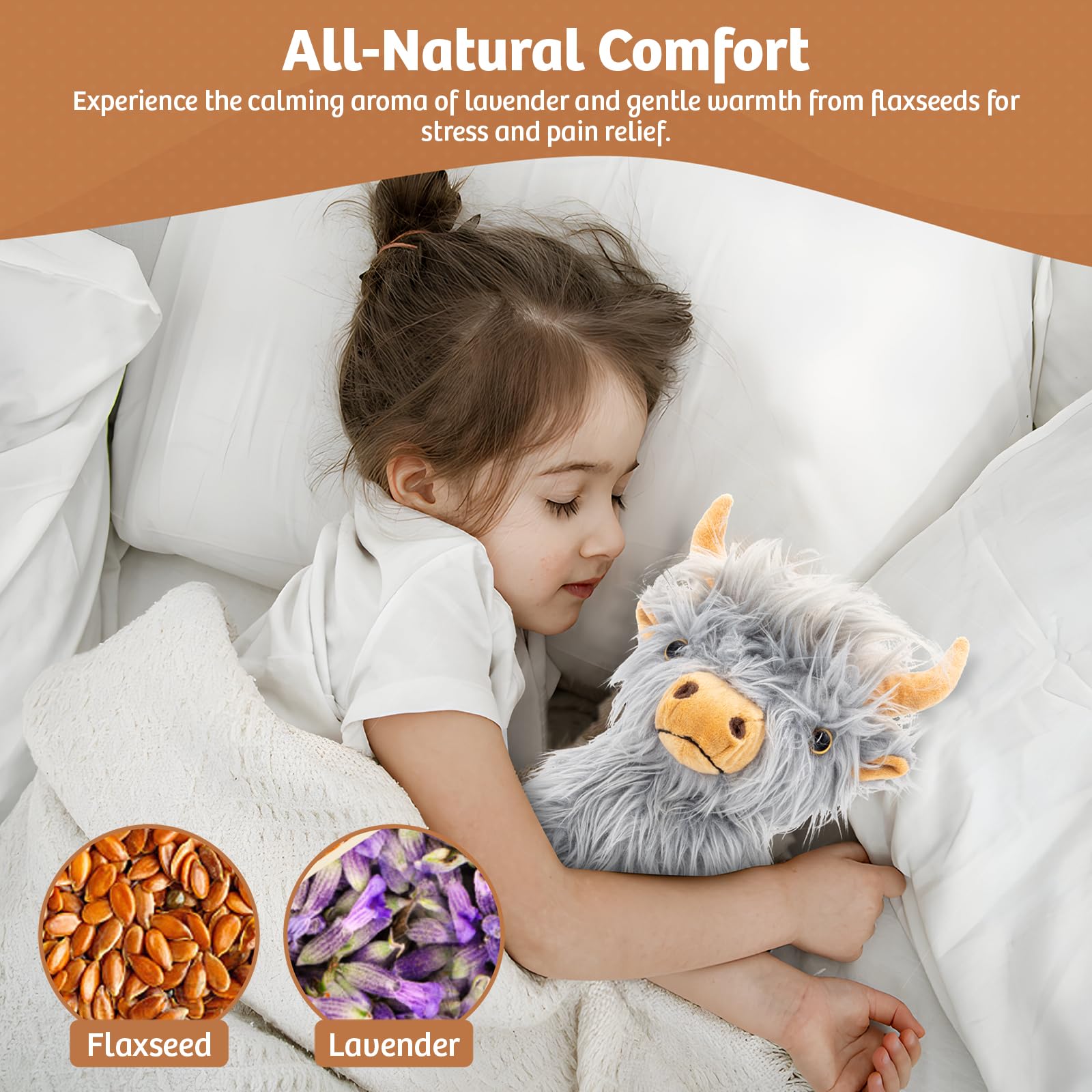 Marysun Microwavable Highland Cow Stuffed Animal - Weighted Stuffed Animal Plush, Heating Pad, Cozy